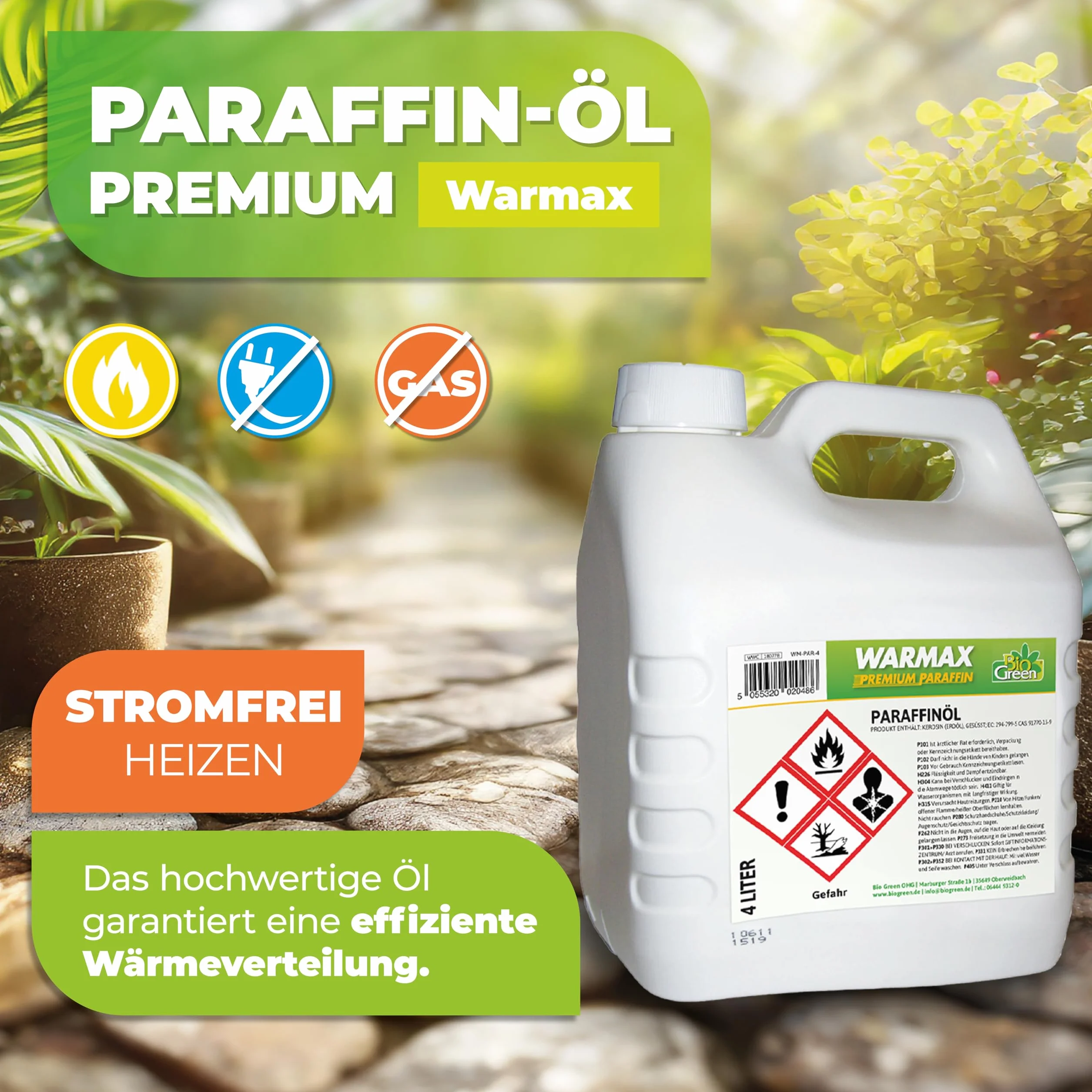 Warmax Premium Paraffin Öl Bio Green 4L