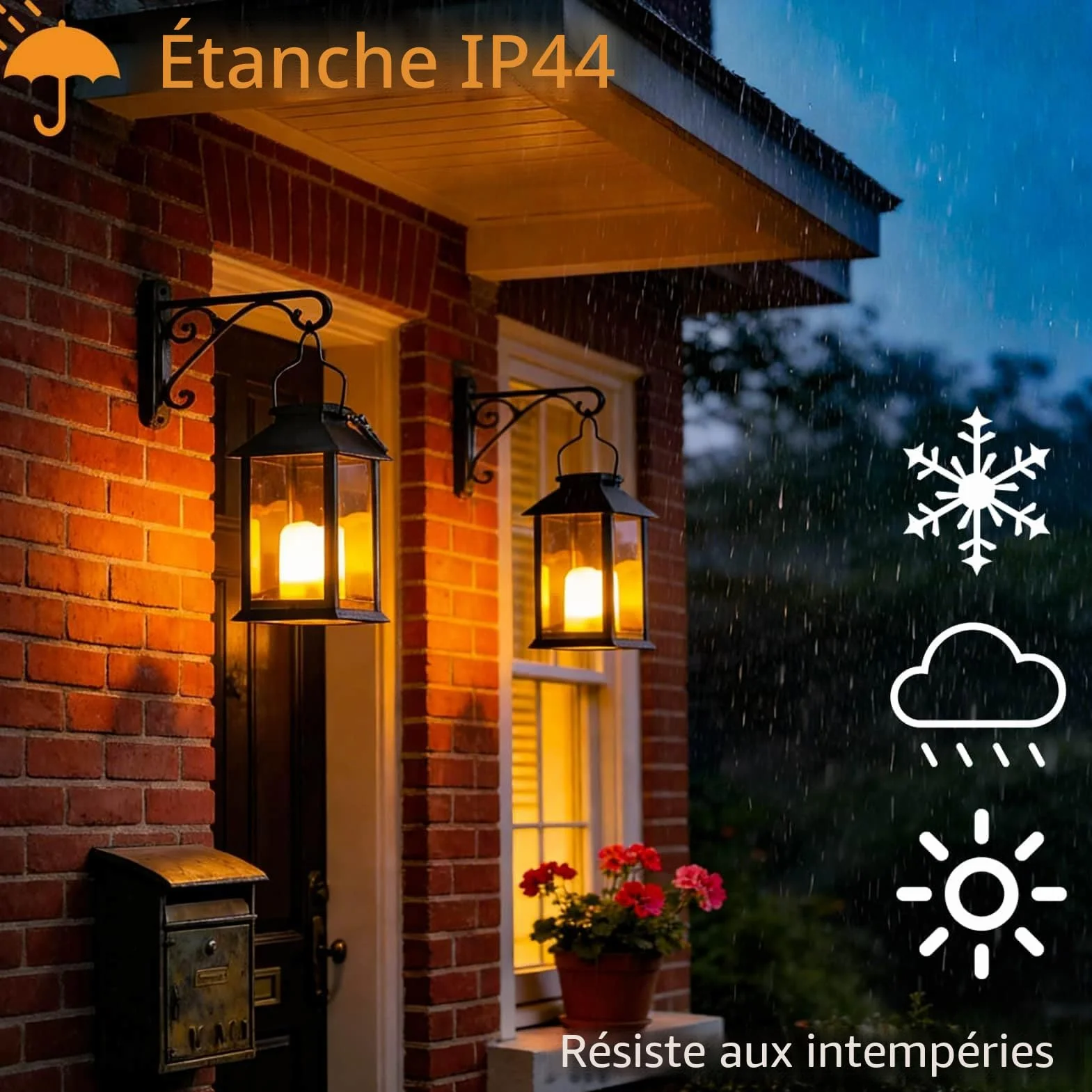 Lanterne Solaire Exterieur 2 Pièces Lampe Solaire avec Bougie Vacillante, Lanterne de Table Étanche Suspension Lampe pour Noël Balcon Jardin Terrasse
