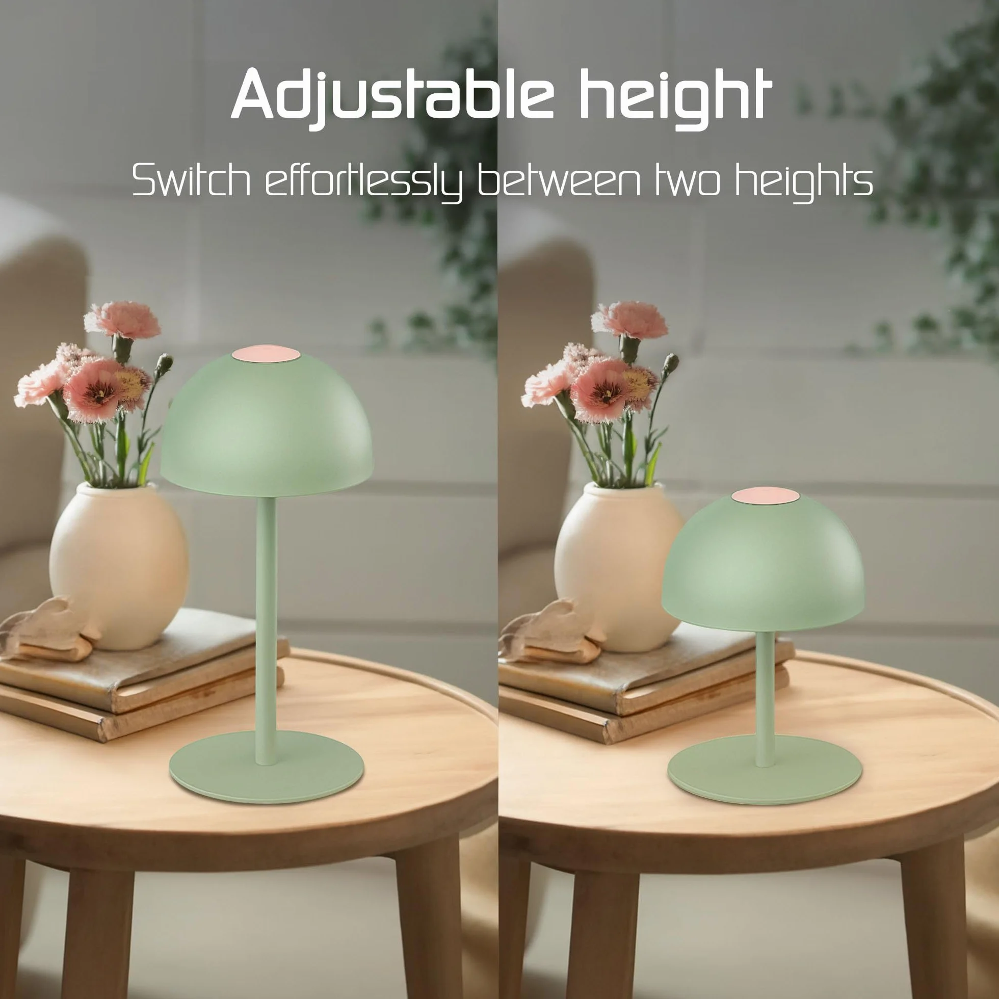 Ledvion Lampe de Table LED Rechargeable 2700K-5000K 110 Lm IP54 USB-C Vert Sauge