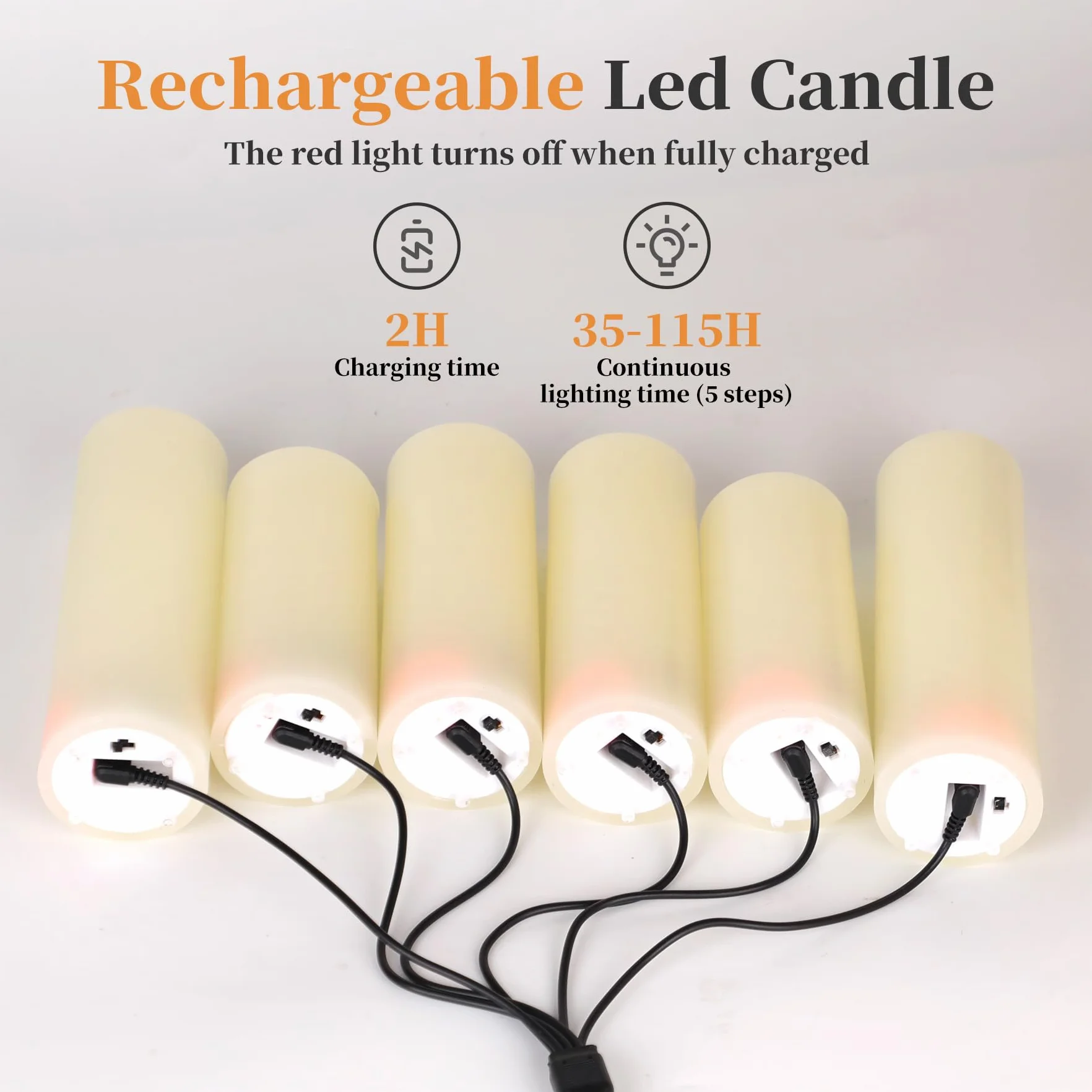 Forever Speed 6 Bougies à LED Rechargeable avec Télécommande 12cm 14cm 16cm Graduable Sans Flamme pour Décoration Maison