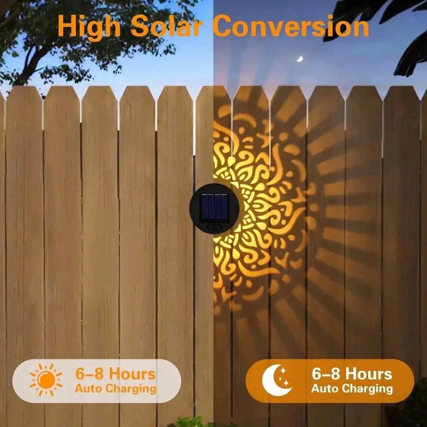 Lampes Solaires Clôture Mandala Métal 2pcs, Lampe Solaire Exterieur Jardin Imperméable Décoration Extérieure