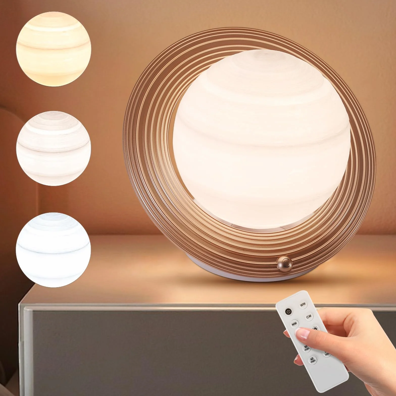 Lampe de luminothérapie 10000 Lux sans UV, 3 températures de couleur, 4 minuteries, 5 intensités lumineuses réglables, fonction mémoire