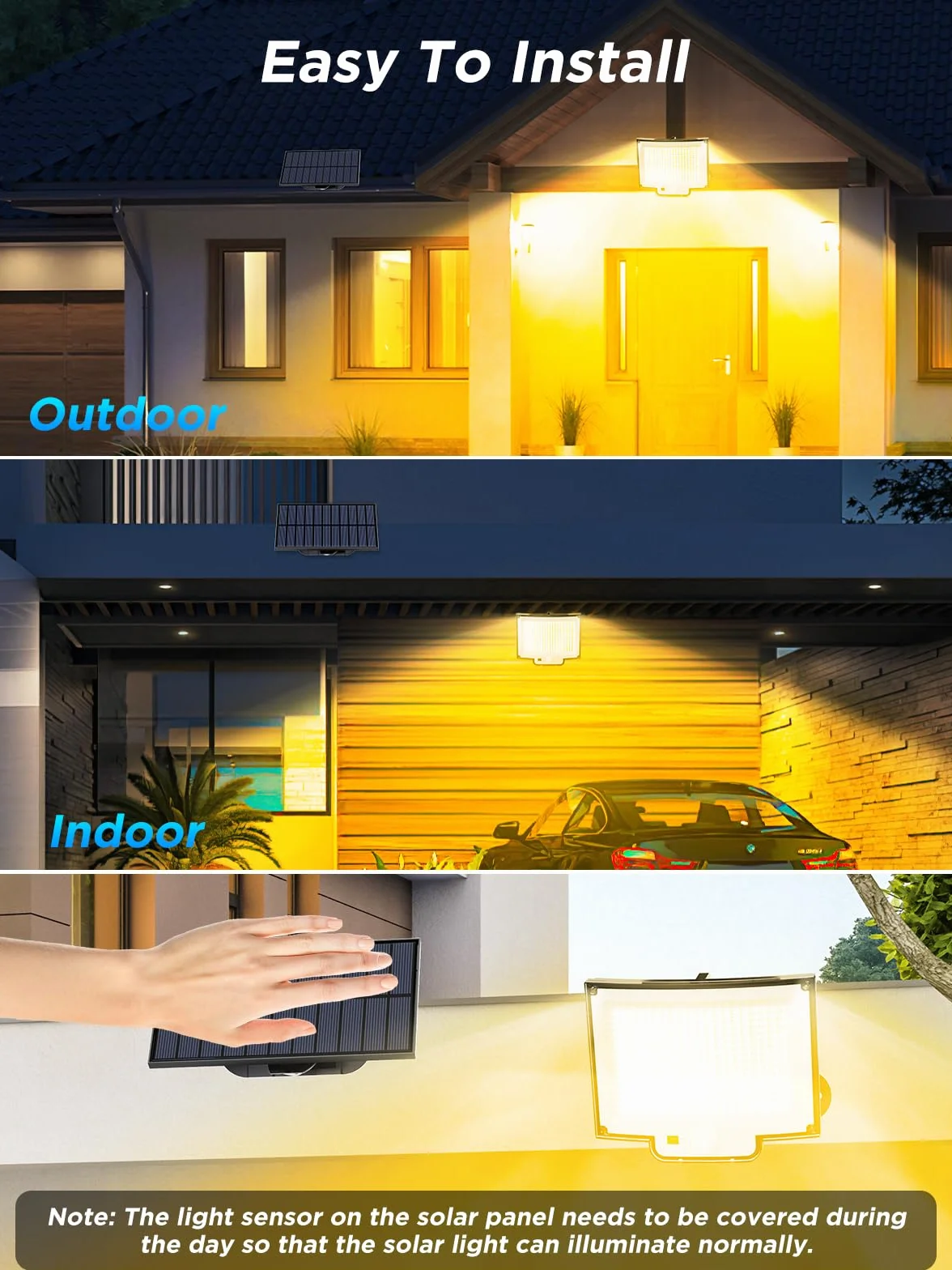 SIGRILL 318 LED Lampe Solaire Extérieur Détecteur de Mouvement, 3000LM, 3 Modes, IP65, 2 Pièces