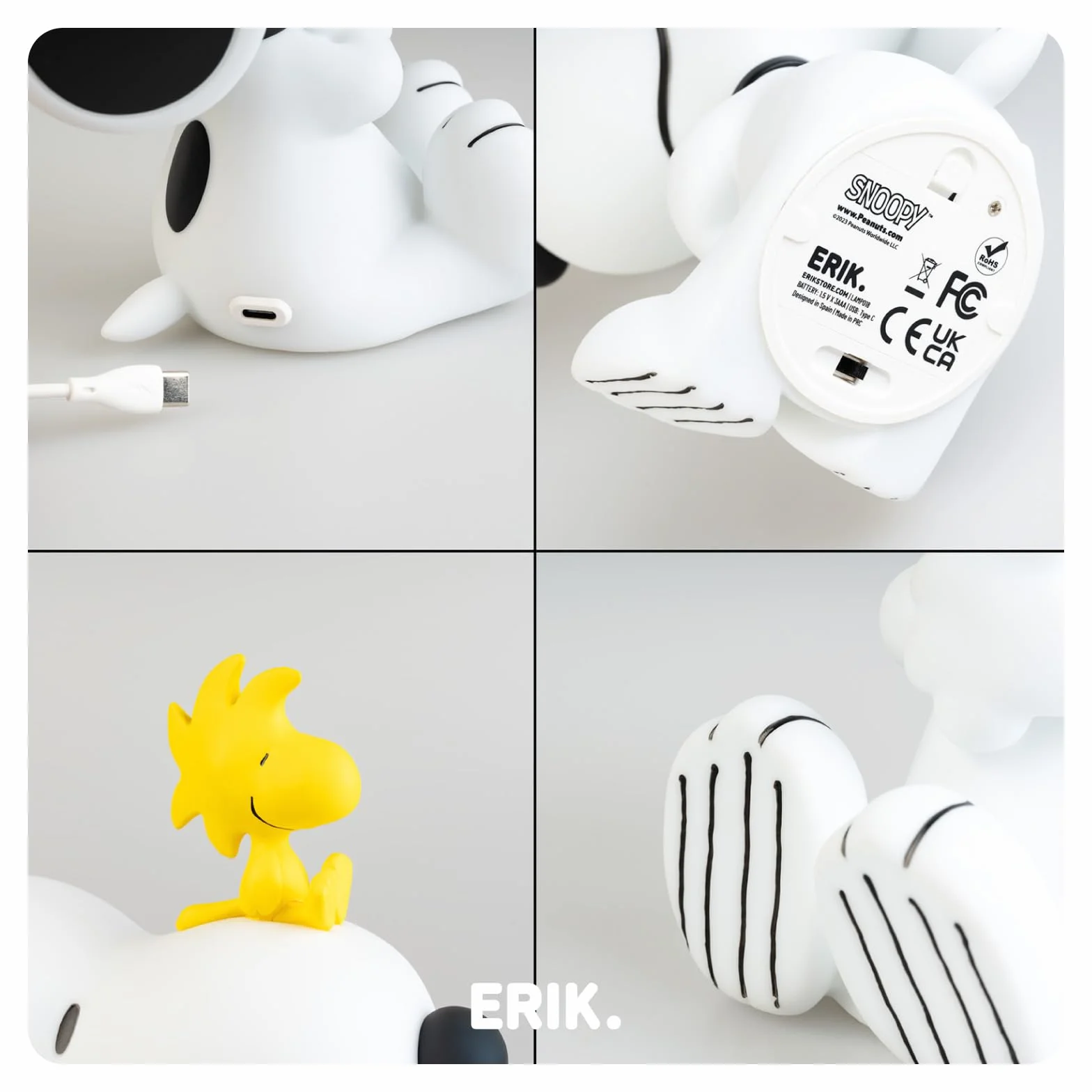Grupo Erik Lampe Décorative Snoopy Veilleuse Enfant Fonctionne avec 3 Piles AAA ou USB