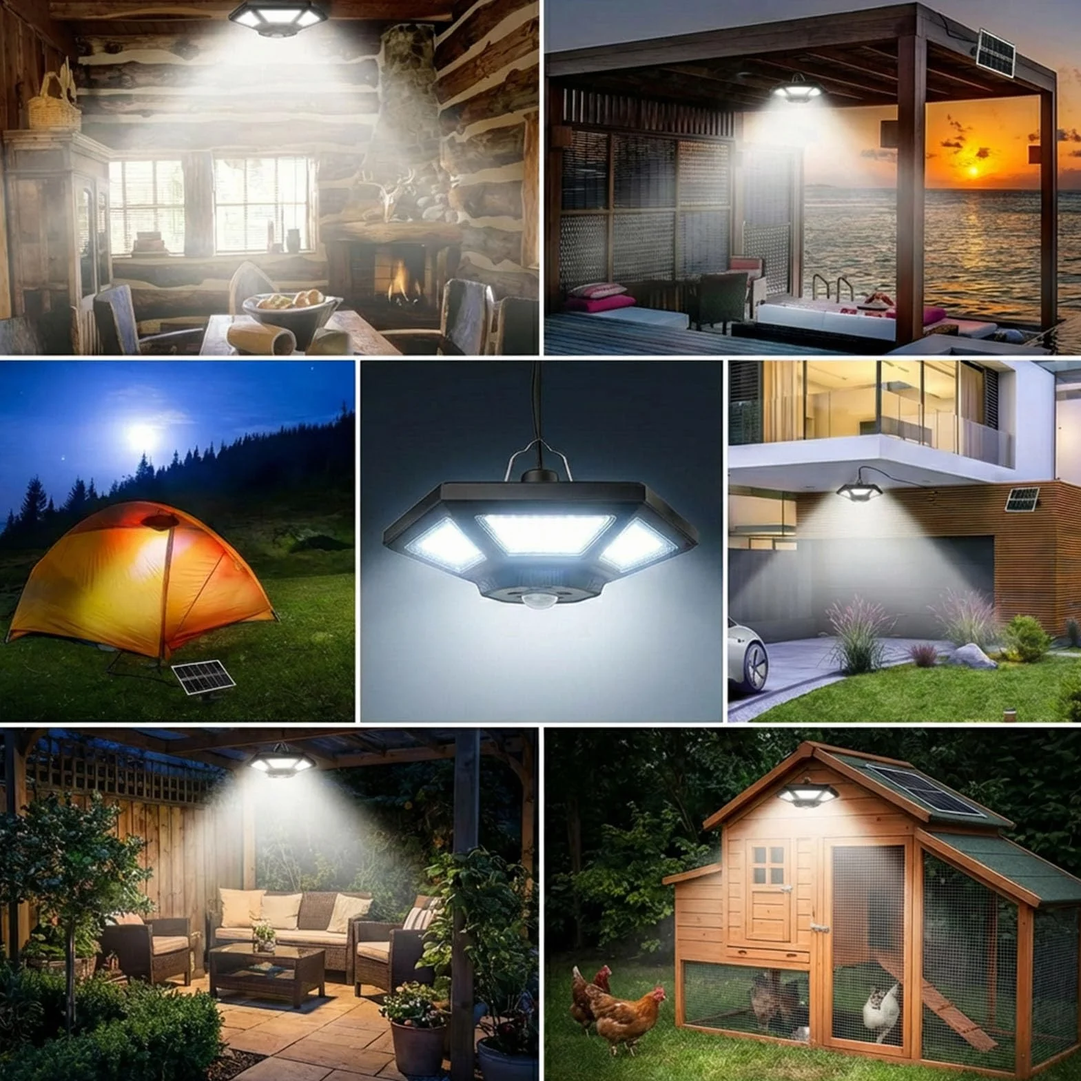 yowin 180 LED Lampe Solaire Intérieur Extérieur 1000LM IP65 étanche Blanc