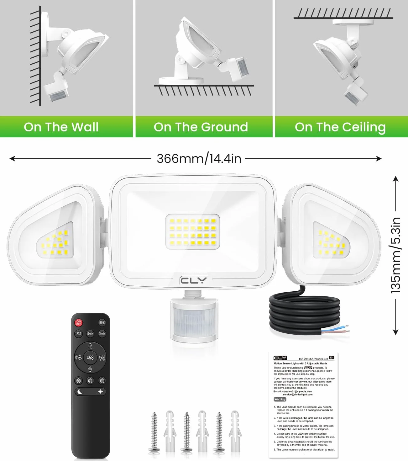Projecteur LED Exterieur 42W avec Detecteur de Mouvement 3600LM 6500K IP66 Blanc Froid pour Garage
