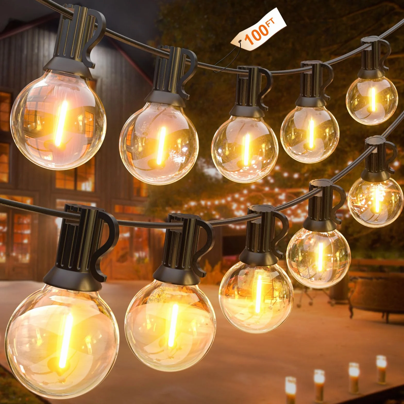 GLUROO Guirlande Lumineuse Exterieure 30M LED G40 Ampoules Imperméable Jardin