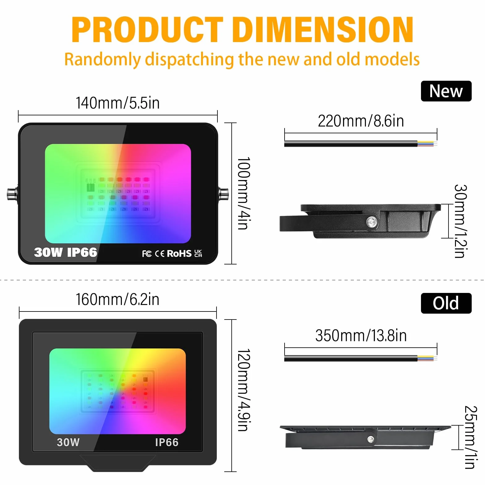 Projecteur LED RGB Exterieur 30W 16 Couleurs 4 Modes IP66 Jardin