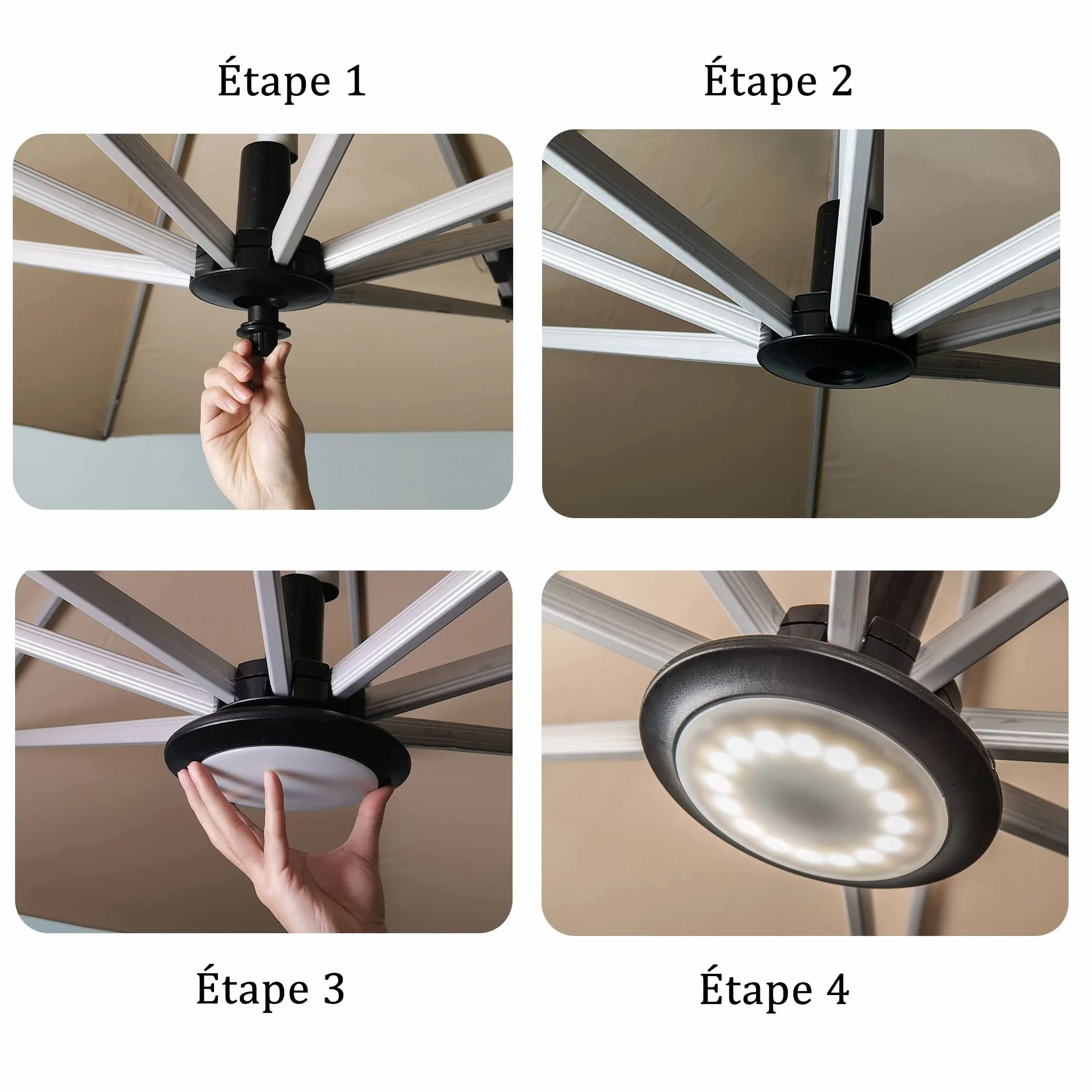 PURPLE LEAF Lampe Parasol Rechargeable RGB LED 12 Modes Lumière Parapluie Jardin Terrasse