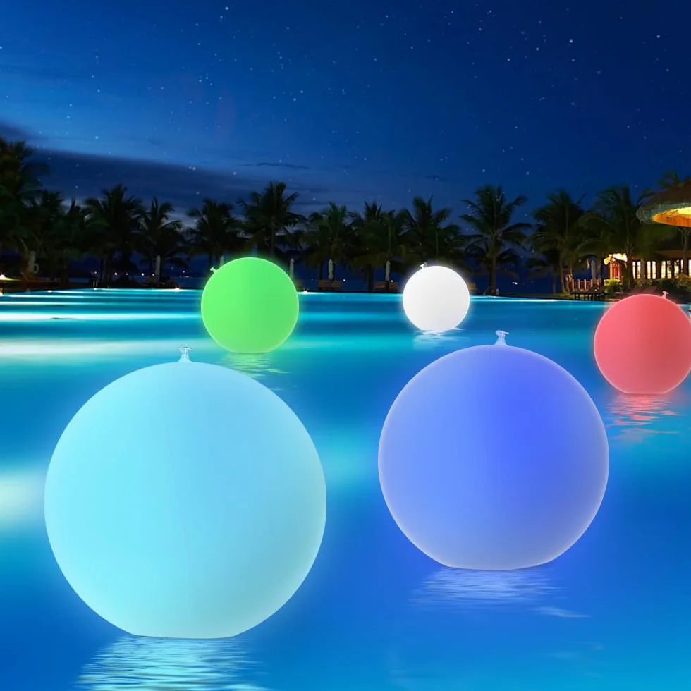 Boule Lumineuse Piscine Flottante 40cm 16 Couleurs 4 Modes Télécommande