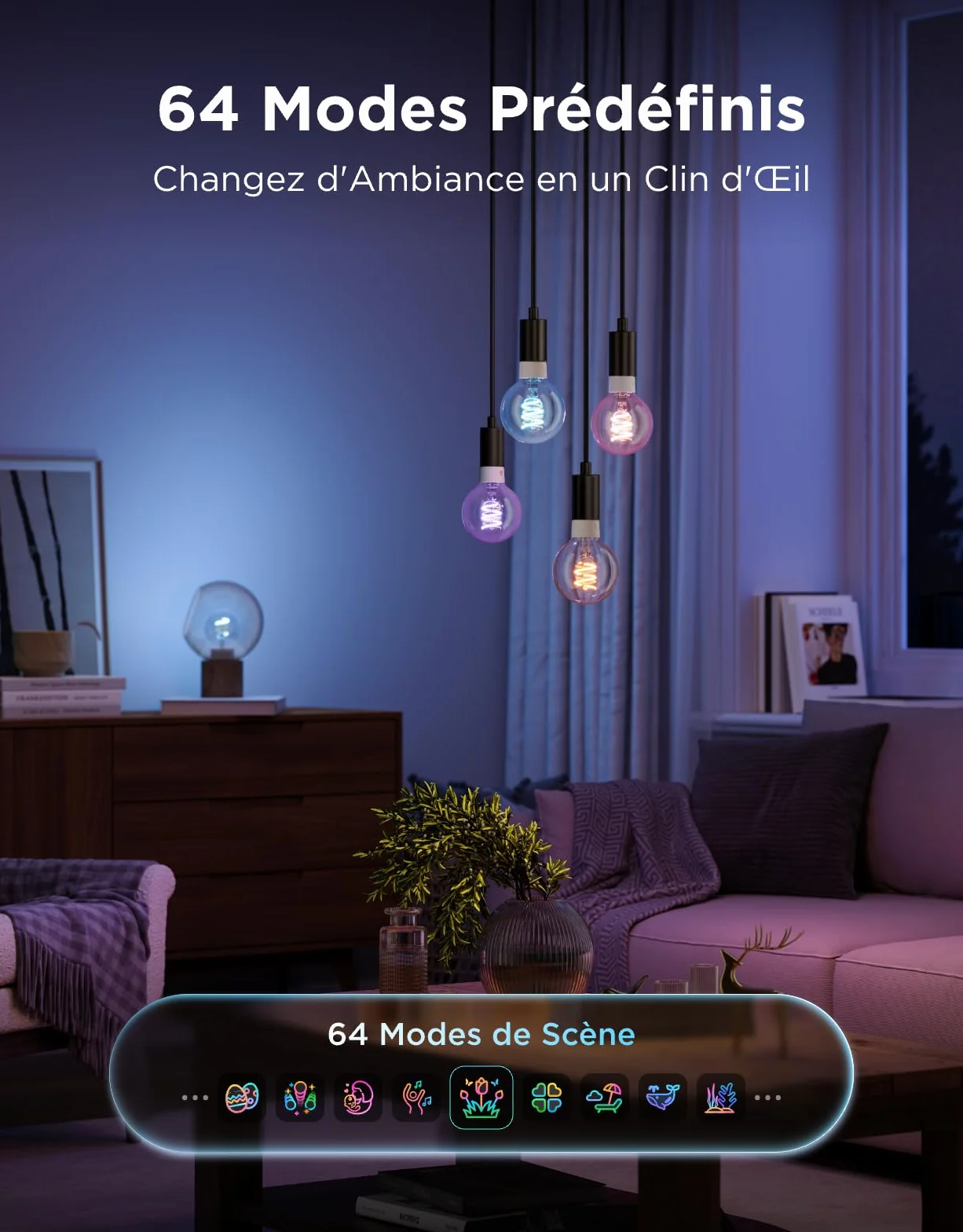 Govee Ampoule Connectée Edison E27 Lampe LED Vintage RGBWW G80 Compatible Matter Google Assistant Dimmable Lot de 2