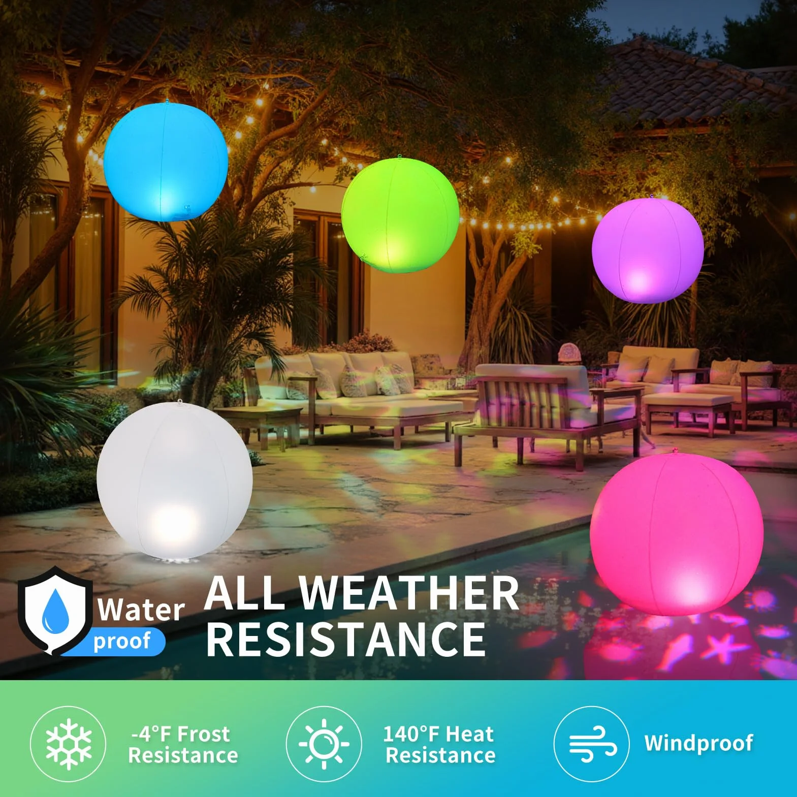 Luxfero Lampe Piscine Flottante Solaire LED IP68 2 Pièces