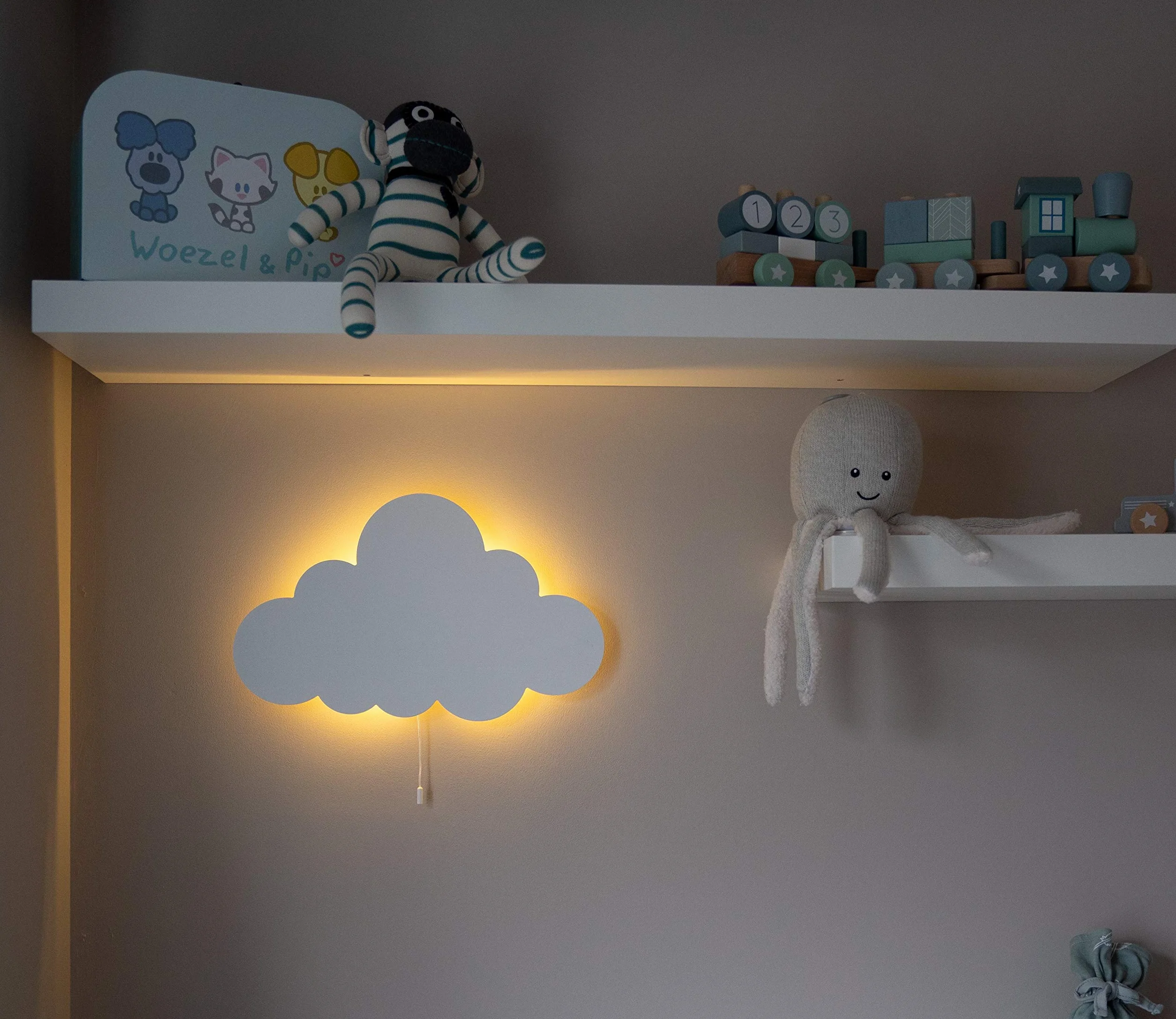 Happy Woody Lampe murale nuage chambre enfant veilleuse LED blanche chaude blanc