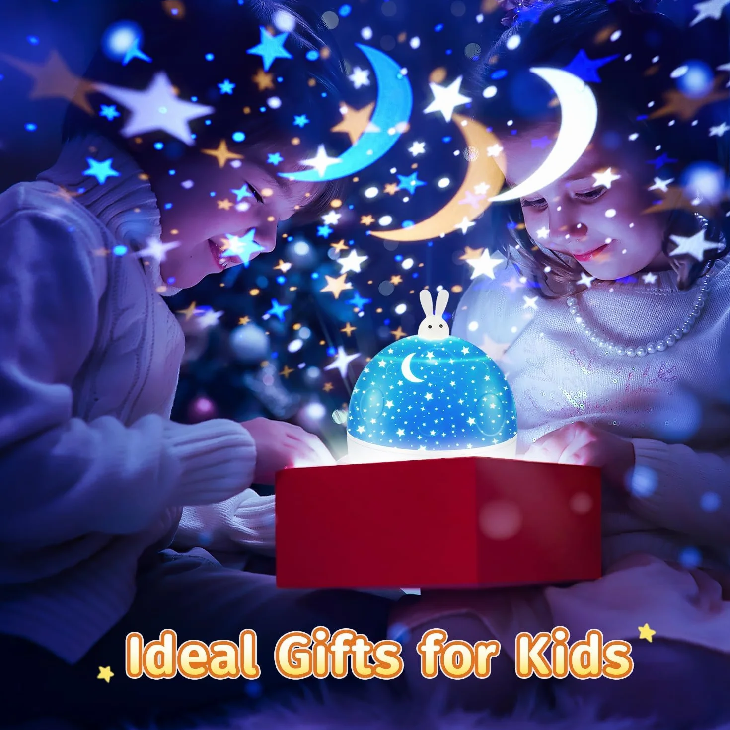 Veilleuse Bébé Projecteur Ciel Étoilé Bluetooth Musicale 360° Rotation Télécommandé