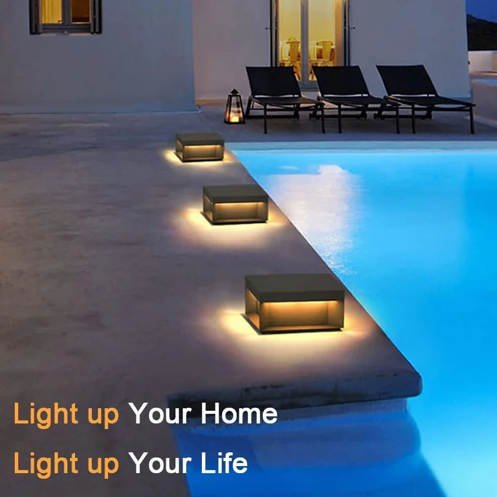 Lampadaire extérieur carré étanche en acier inoxydable LED 30 cm