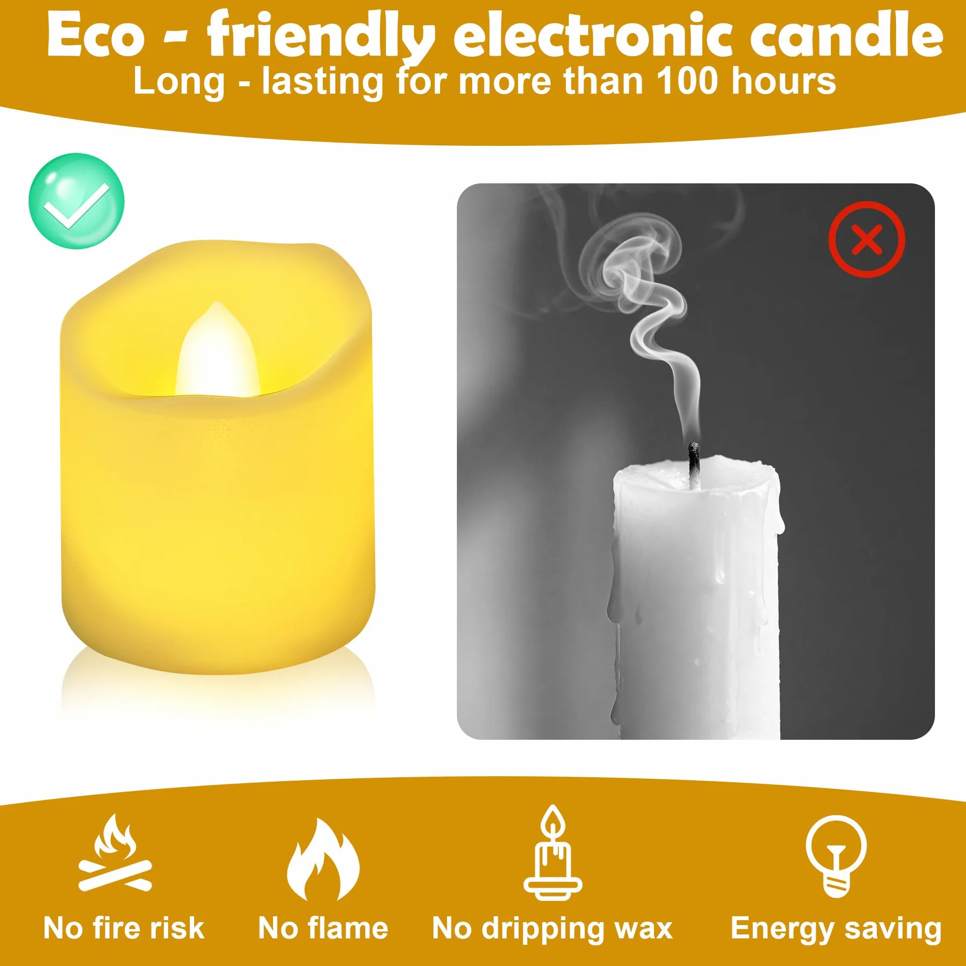 Bougies LED Flamme Vacillante 24 Pièces, Bougies Électroniques sans Feu pour Décoration de Fête, Anniversaire, Mariage, Noël
