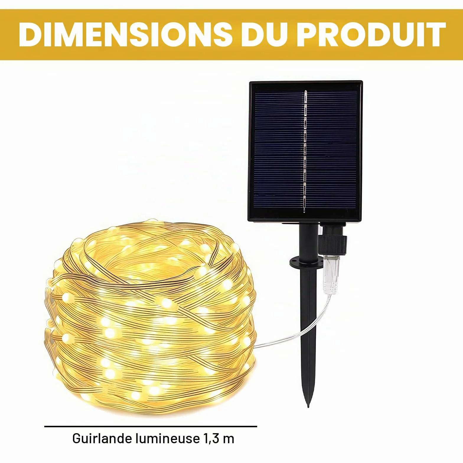 Guirlande lumineuse solaire pour parasol 104 LED avec télécommande