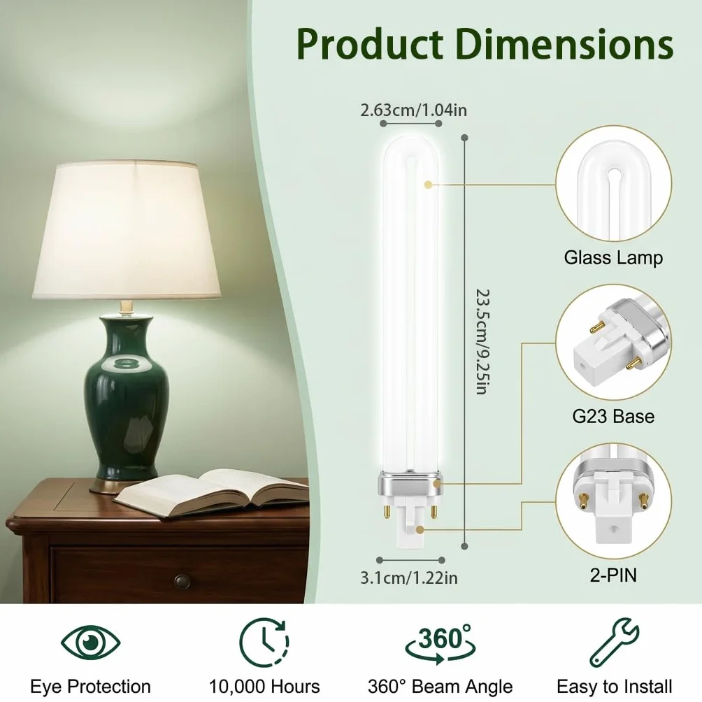 Solisara Lampe Fluorescente Compacte G23 11W Blanc Chaud 2700K Ampoule CFL Écoénergétique 900LM Tube en Forme de U
