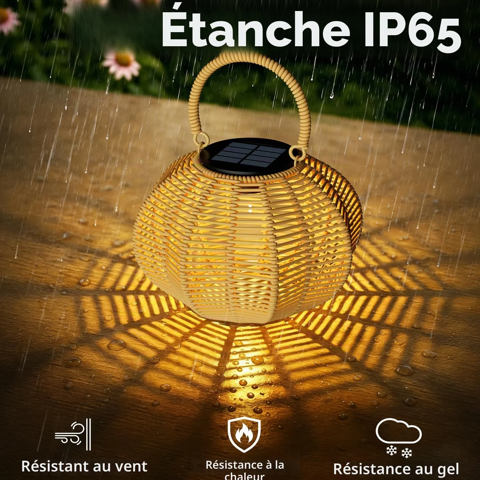 Lampe Solaire Exterieur IP65 Étanche 2 Lanterne Suspension Jardin Balcon Terrasse