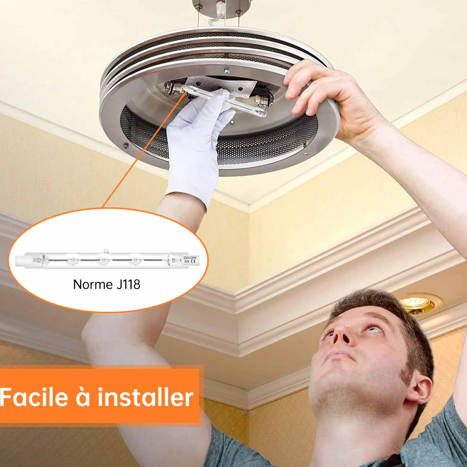 Tomosu R7s Ampoule Halogène 118mm 230W 4650LM 230V Dimmable Blanc Chaud 2800K Lot de 6