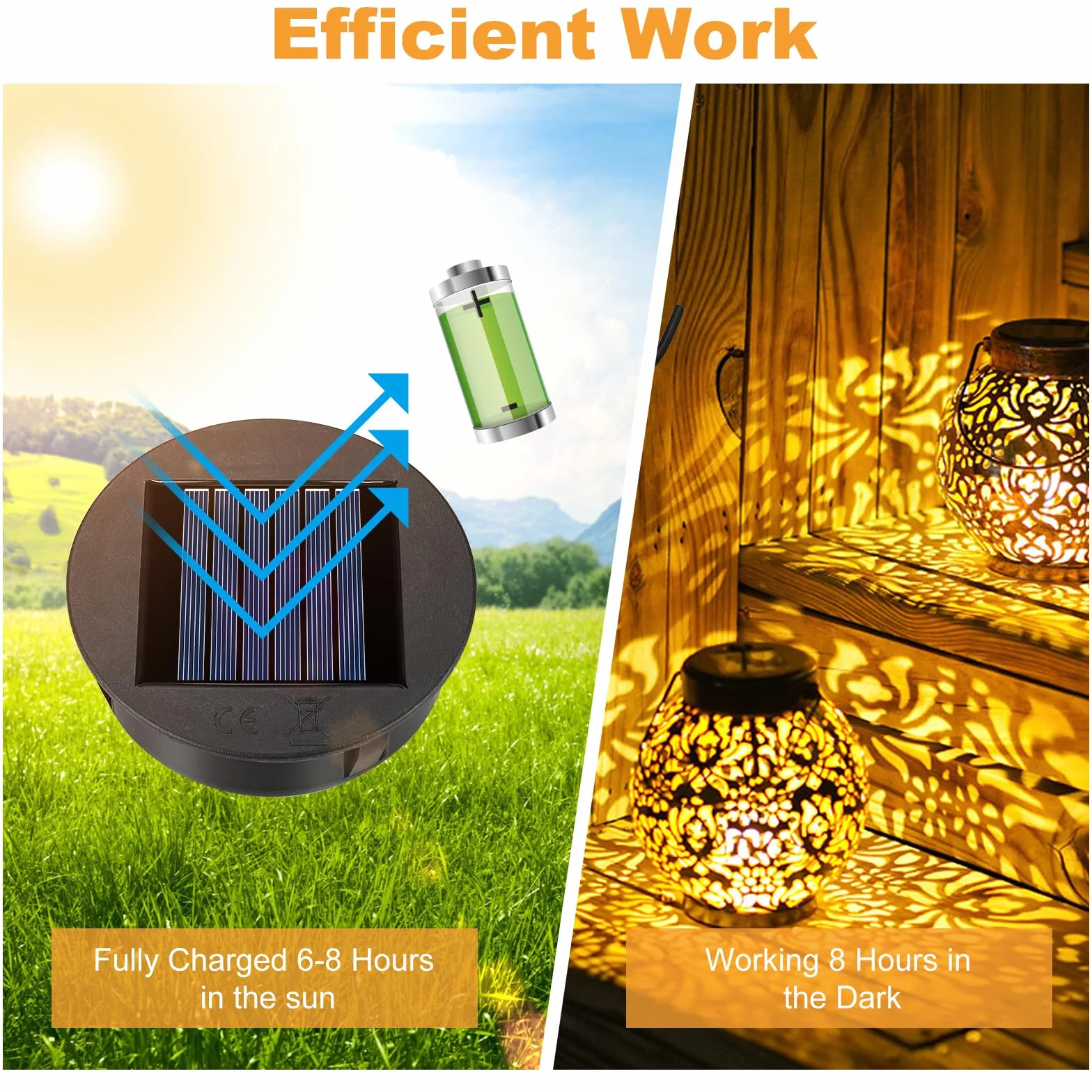 Couvercle de rechange solaire 8 cm IP55 600 mAh 6 pièces LED Warm White pour lampes solaires extérieur
