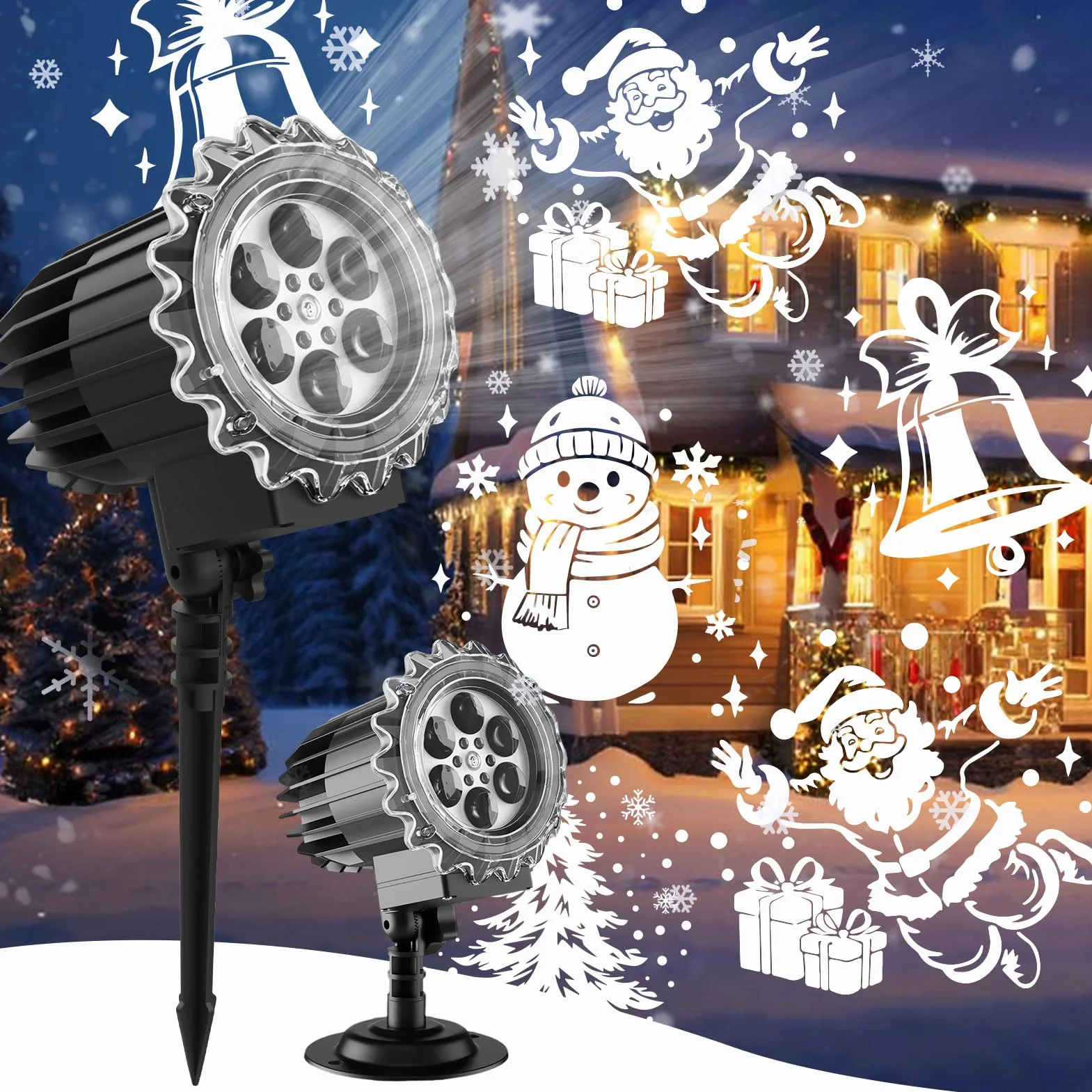 Aqash Projecteur Noel Exterieur LED IP65 Étanche Ajustable Père Noël Bonhomme de Neige