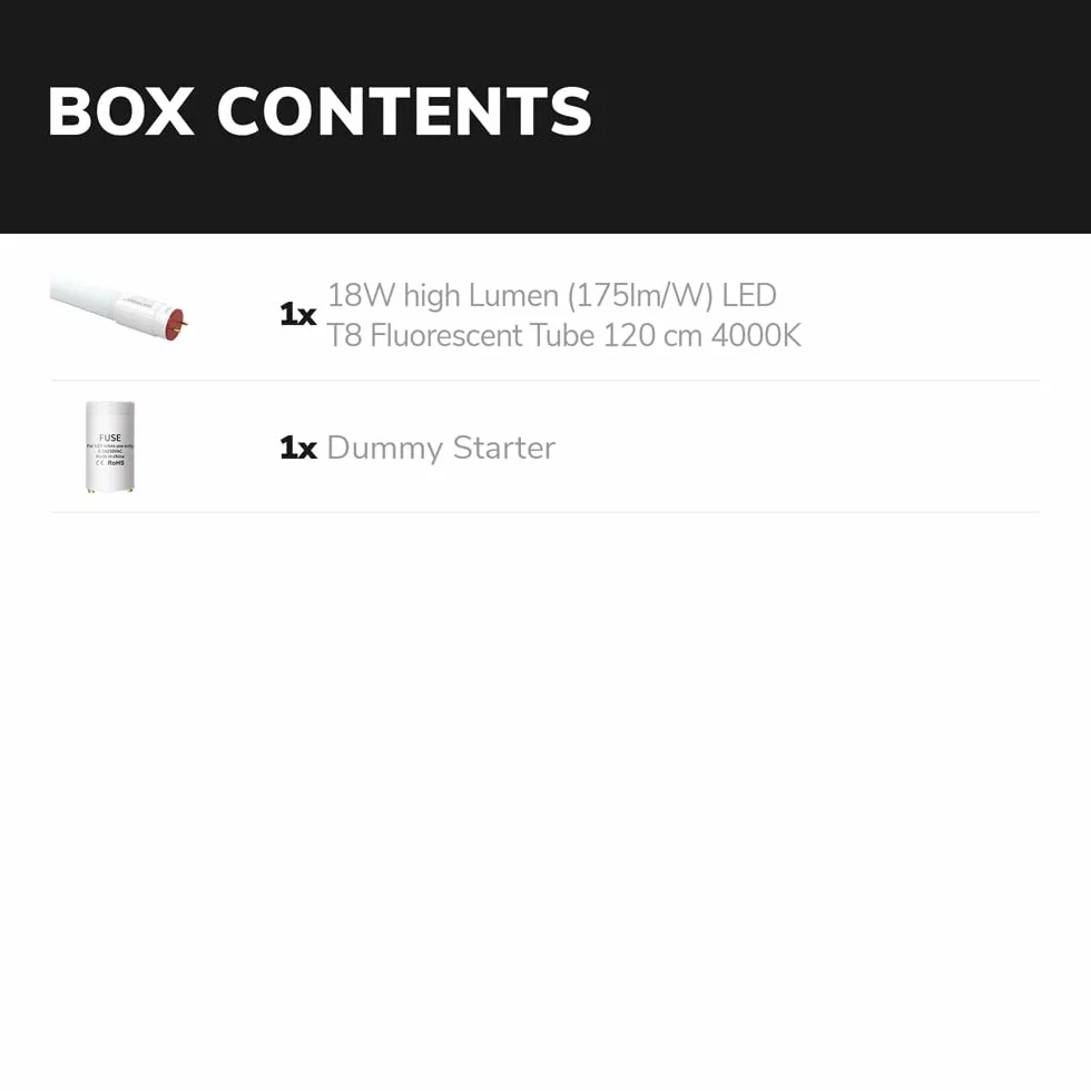 HOFTRONIC T8 G13 Lot de 2 tubes LED 120cm 18W 3150 Lumen 4000K Blanc Neutre