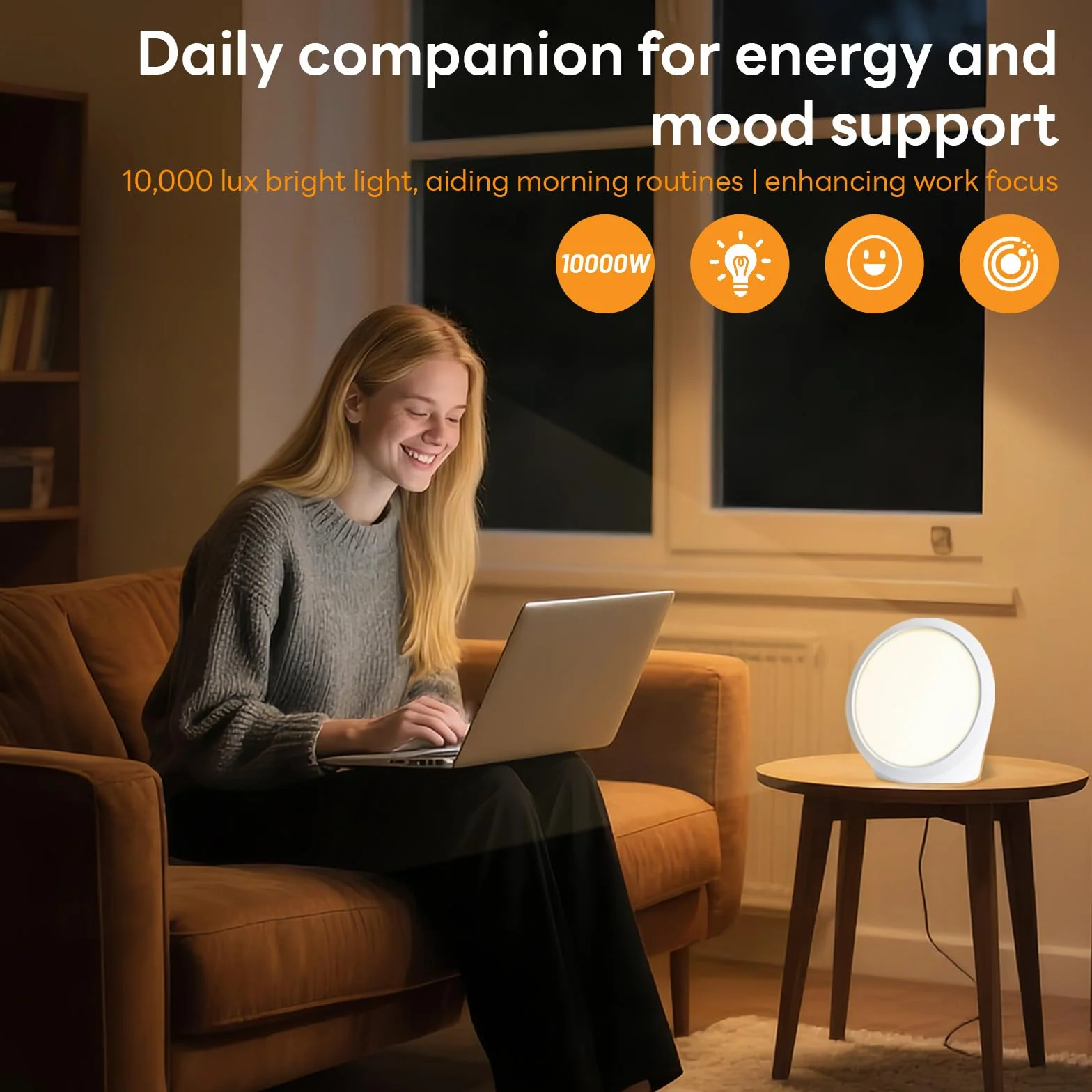 Lampe Luminothérapie 10000 Lux, Lumière du Jour Minuteur, 3 Températures 5 Luminosités, Spectre Complet sans UV