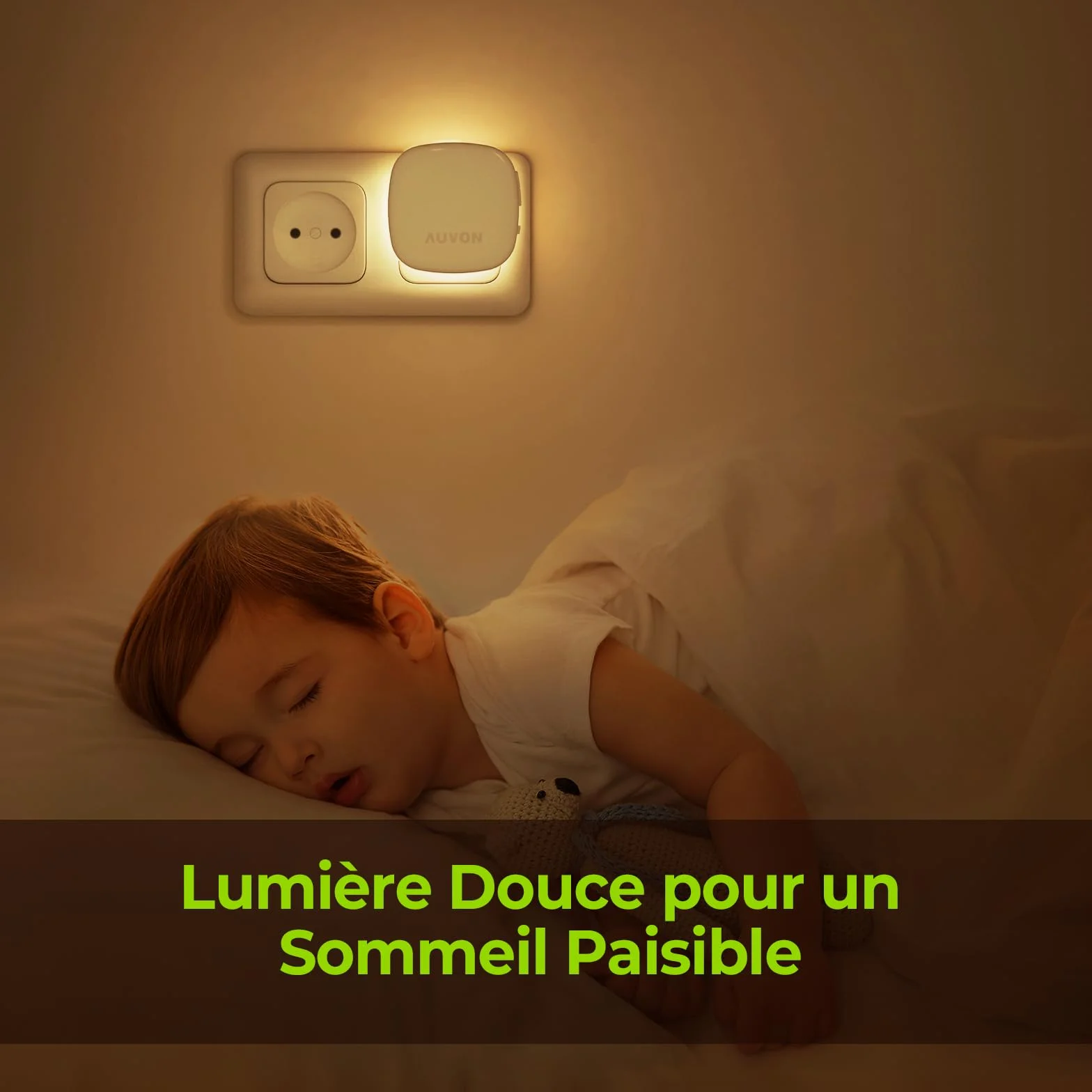 AUVON Lot de 2 veilleuses LED avec détecteur de mouvement, luminosité réglable 1-50 lm, blanc chaud