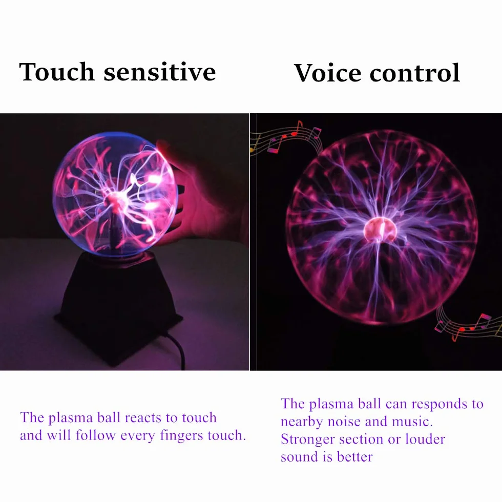 Lumière de Boule de Plasma 5 pouces Lampe de Sphère d'Ion Sensible au Toucher Rouge