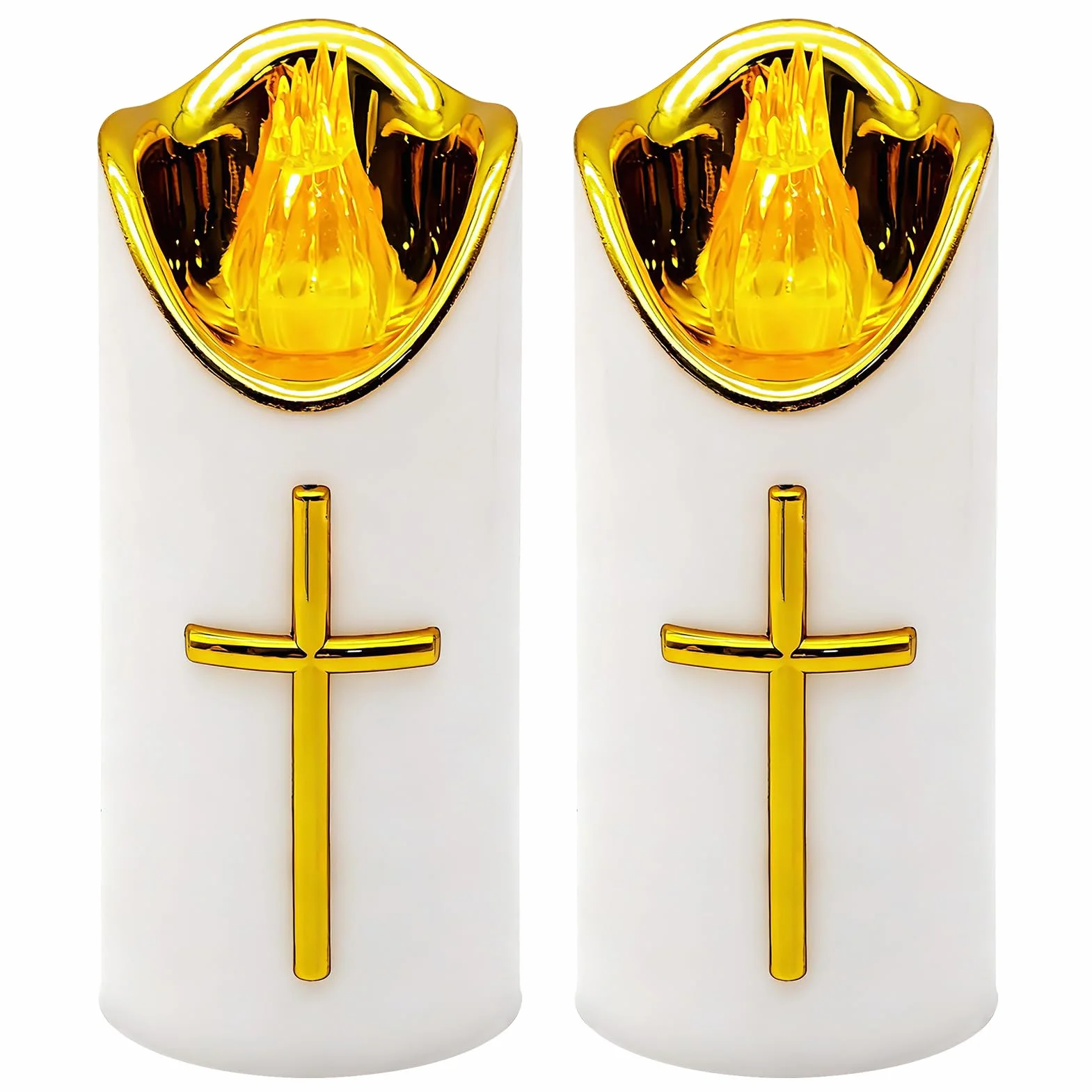 Bougies LED Cimetière 2 Pièces, Bougies Vacillantes Sans Flamme Résistantes à la Pluie Extérieur Blanc