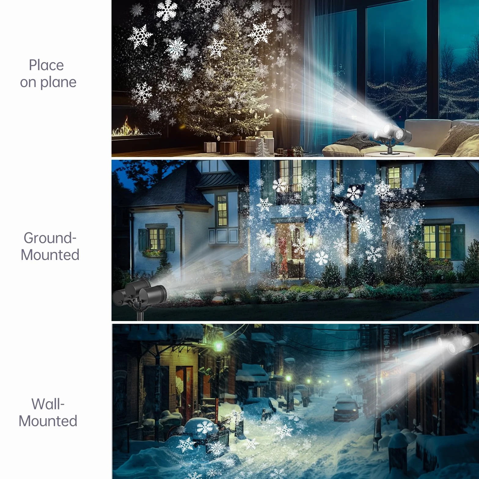Projecteur de Noël à flocons de neige triple amélioré LED extérieur