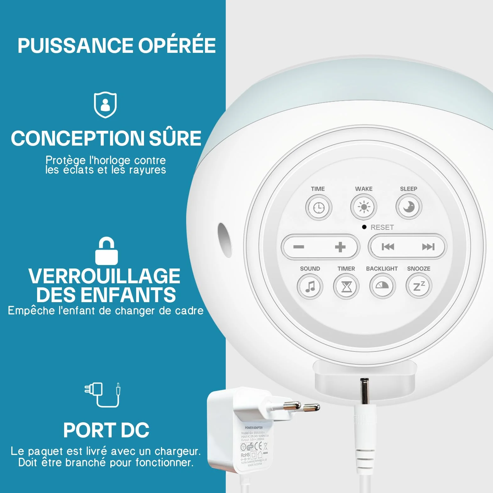 I·CODE Réveil Enfant Apprentissage Sommeil avec Affichage Lune Soleil Veilleuse Alarme Son Favorisant Sommeil