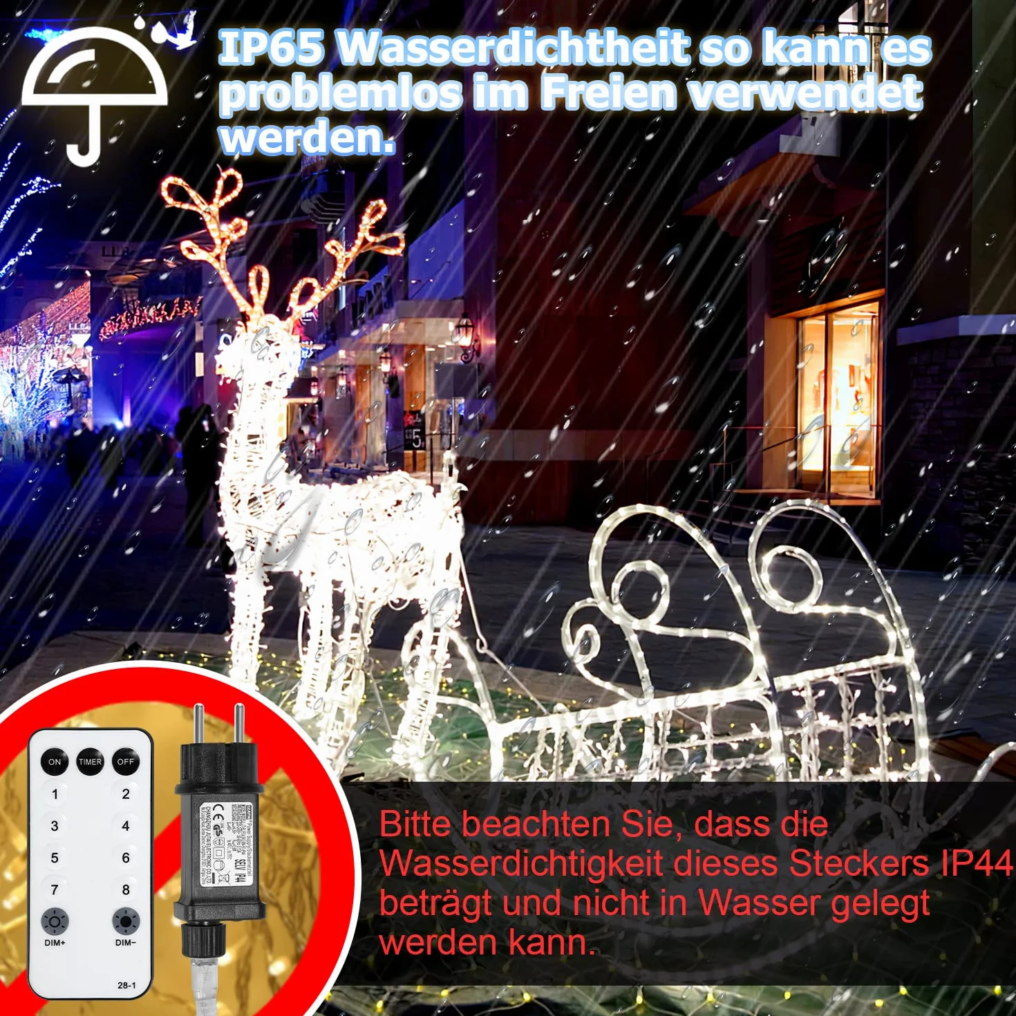 Guirlande lumineuse LED 20 m 200 LED étanche avec télécommande minuterie extérieur balcon terrasse lumière blanche froide