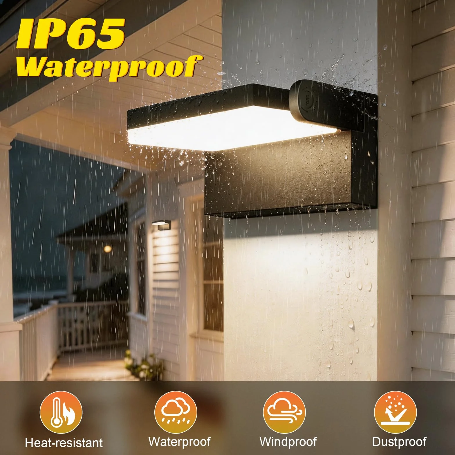 Ledmo 60W Applique Murale Exterieur LED 5000Lm Noir IP65 3000K Projecteur Exterieur avec Panneau LED Pivotant 360°
