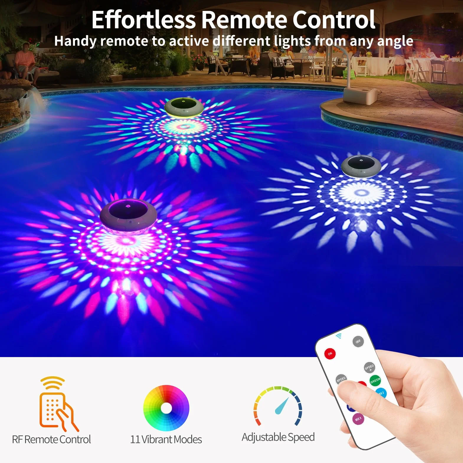 KingSom Lampe Piscine Flottante Solaire IP68 12 Modes Couleurs avec Télécommande