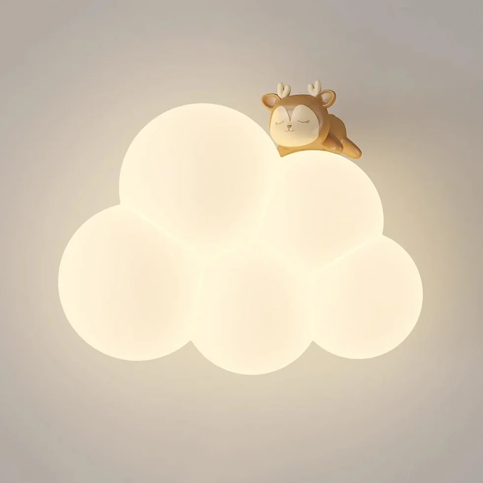 Appliques murales LED nuage enfant chambre fille dessin animé animal mignon abat-jour lait blanc intensité variable