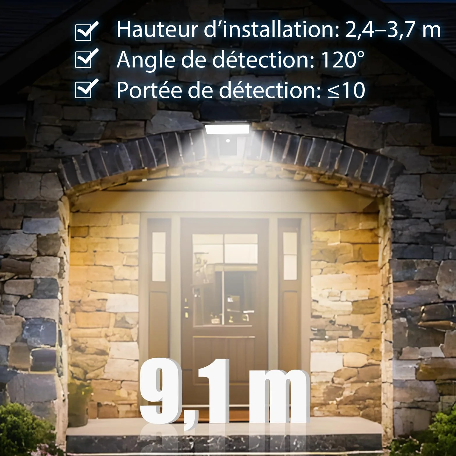 JESLED Lumière solaire extérieure murale 90 LED Détecteur de mouvement IP65 4 Paquet