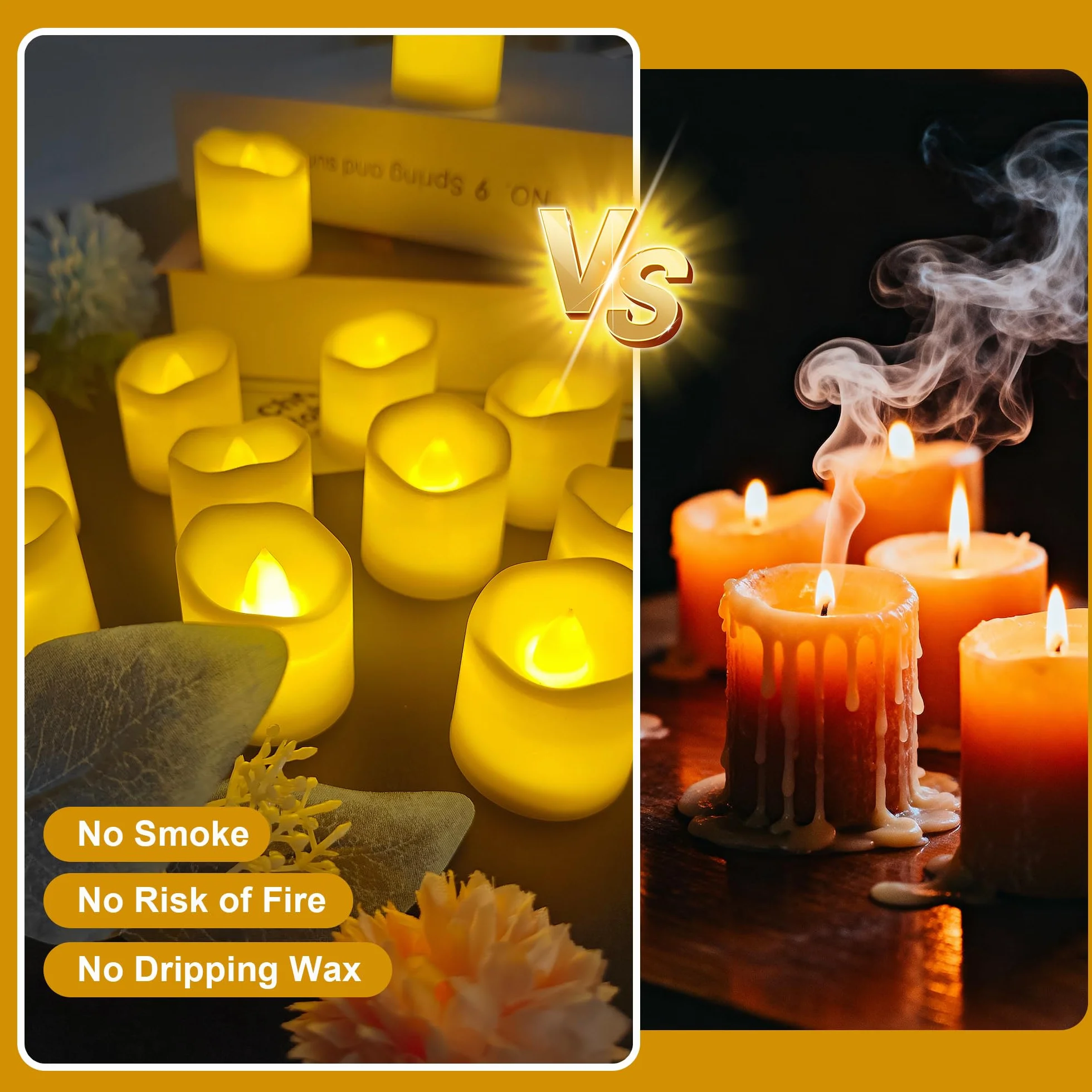 Bougies LED Flamme Vacillante 24 Pièces, Bougies Électroniques sans Feu pour Décoration de Fête, Anniversaire, Mariage, Noël