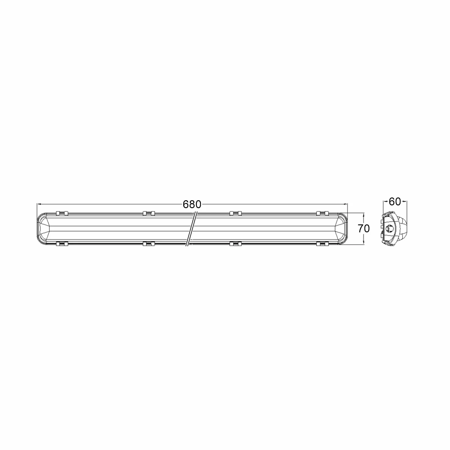 Réglette Étanche LED 60cm IP65 9W 140lm/W 4000K Blanc Neutre G13