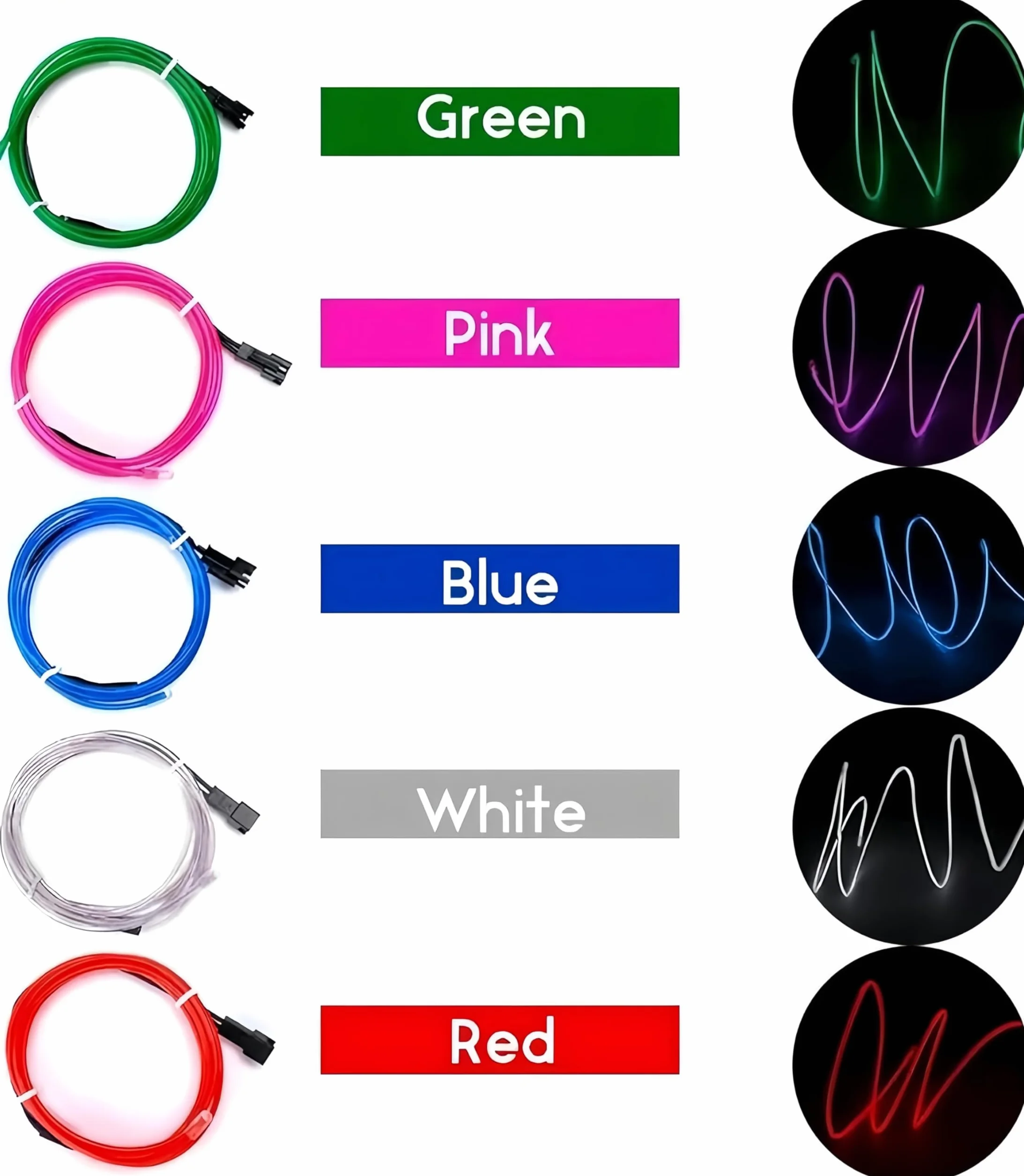Mioke El Fil 10x 1m Néon Lumière Strobing Flexible électroluminescence Câble Guirlande avec 3 modes pour Party Décoration DIY