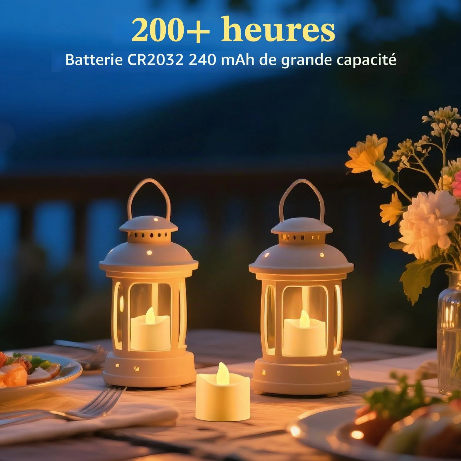 RaceGT Lot de 20 bougies LED chauffe-plat avec minuterie et télécommande, blanc chaud