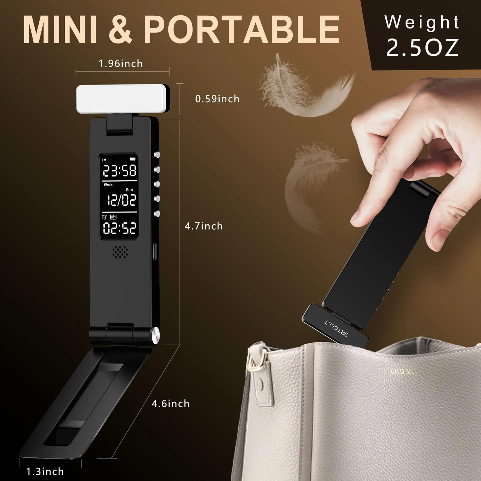 Lampe de lecture à piles rechargeables portable flexible couleur réglable luminosité variable