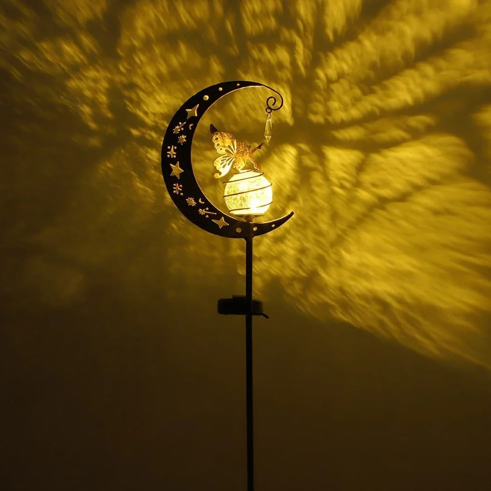 Euakee Solaires de Jardin Lampe Solaire Lune Boule Verre Fissuré Étanche Lumiere Exterieur Decorative Chemin Pelouse Patio Balcon Cour