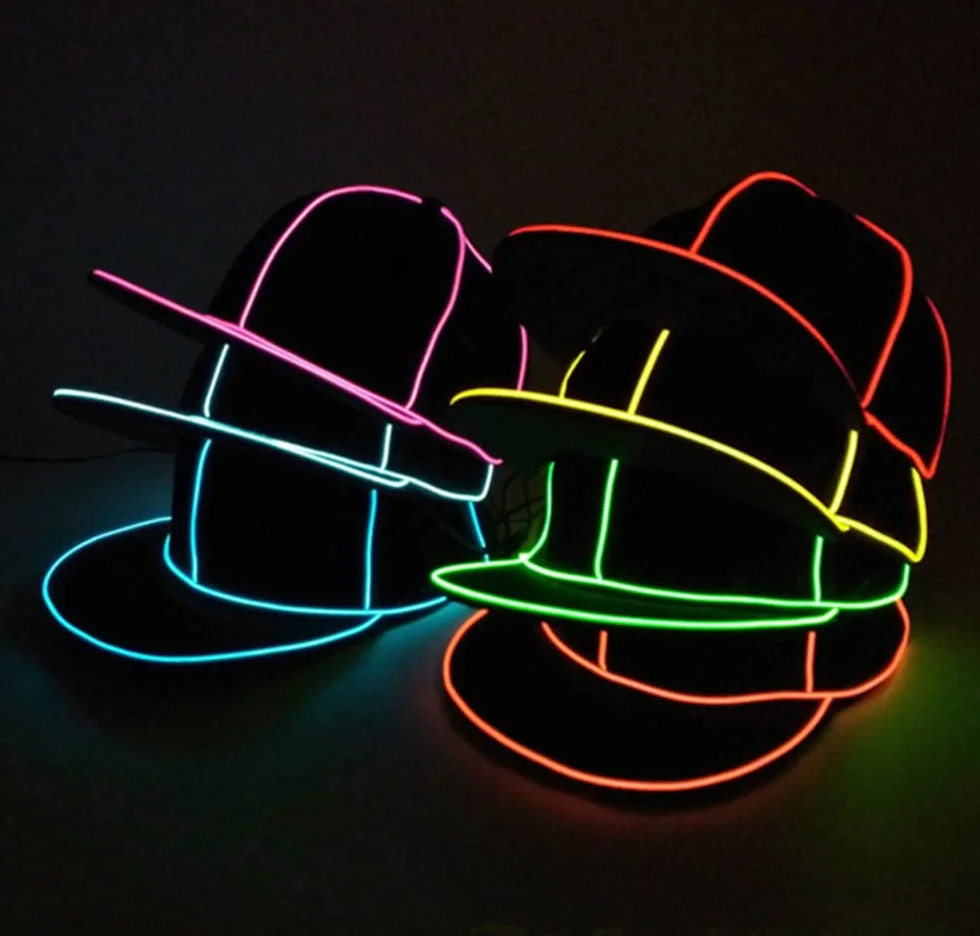 HULA Chapeau Snapback Lumineux LED Chapeau de Baseball pour Fête Bleu