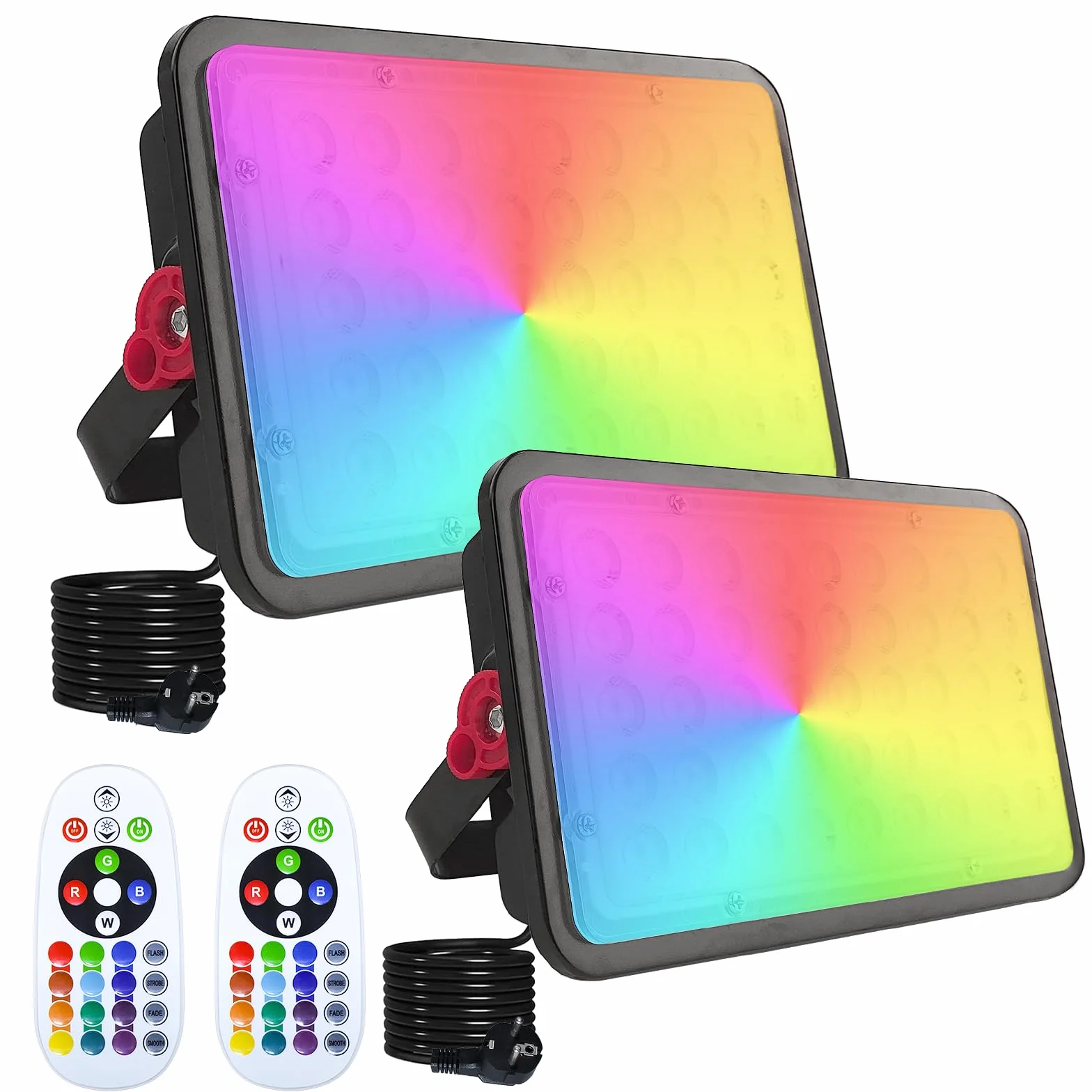 Projecteur LED Couleur 100W Indmird Lot de 2 RGB Exterieur IP66 étanche avec Télécommande