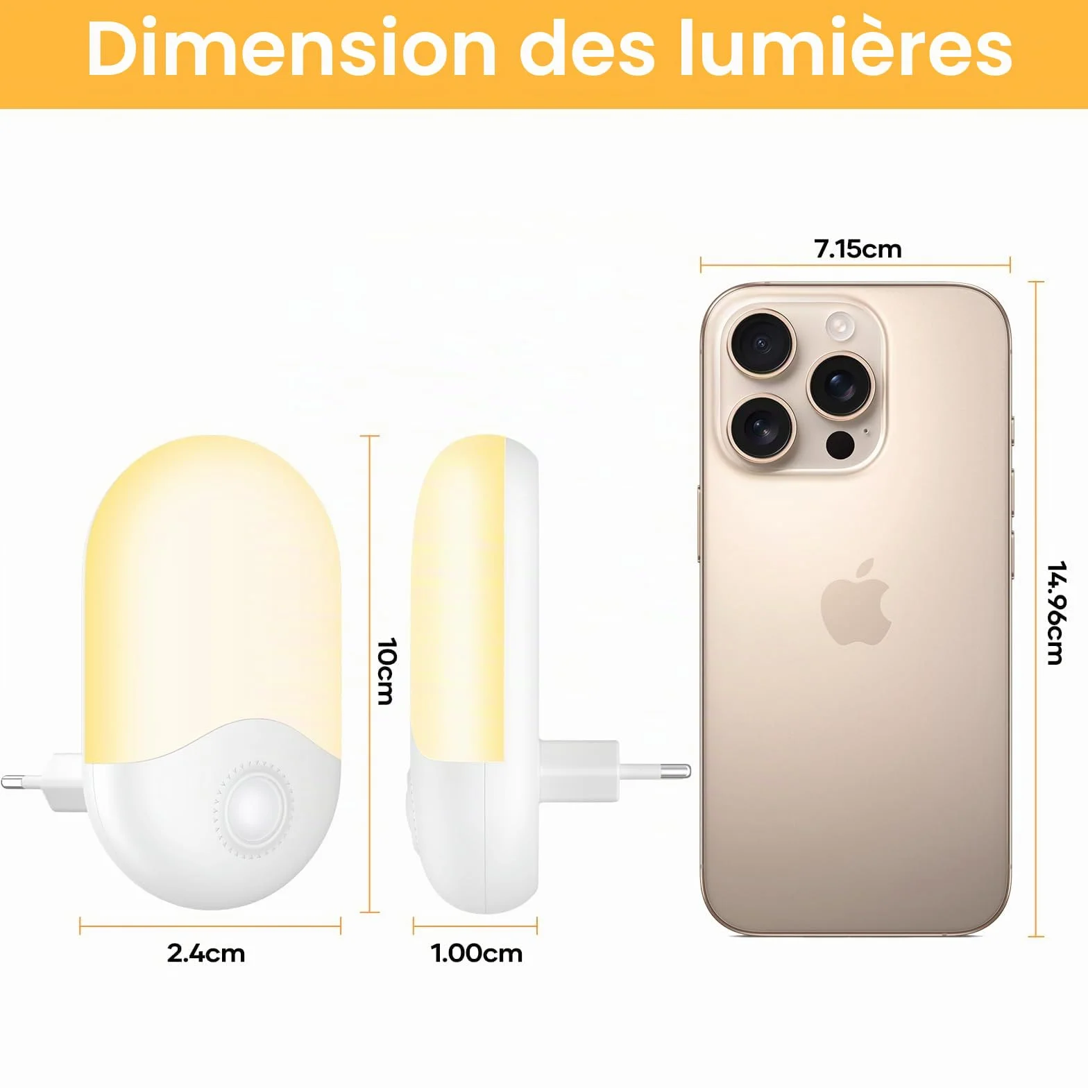 Veilleuse Enfant Capteur Crépuscule Lot de 2 AUTO ON/OFF Lampe Nuit Prise Blanc Chaud 0,5W 30LM