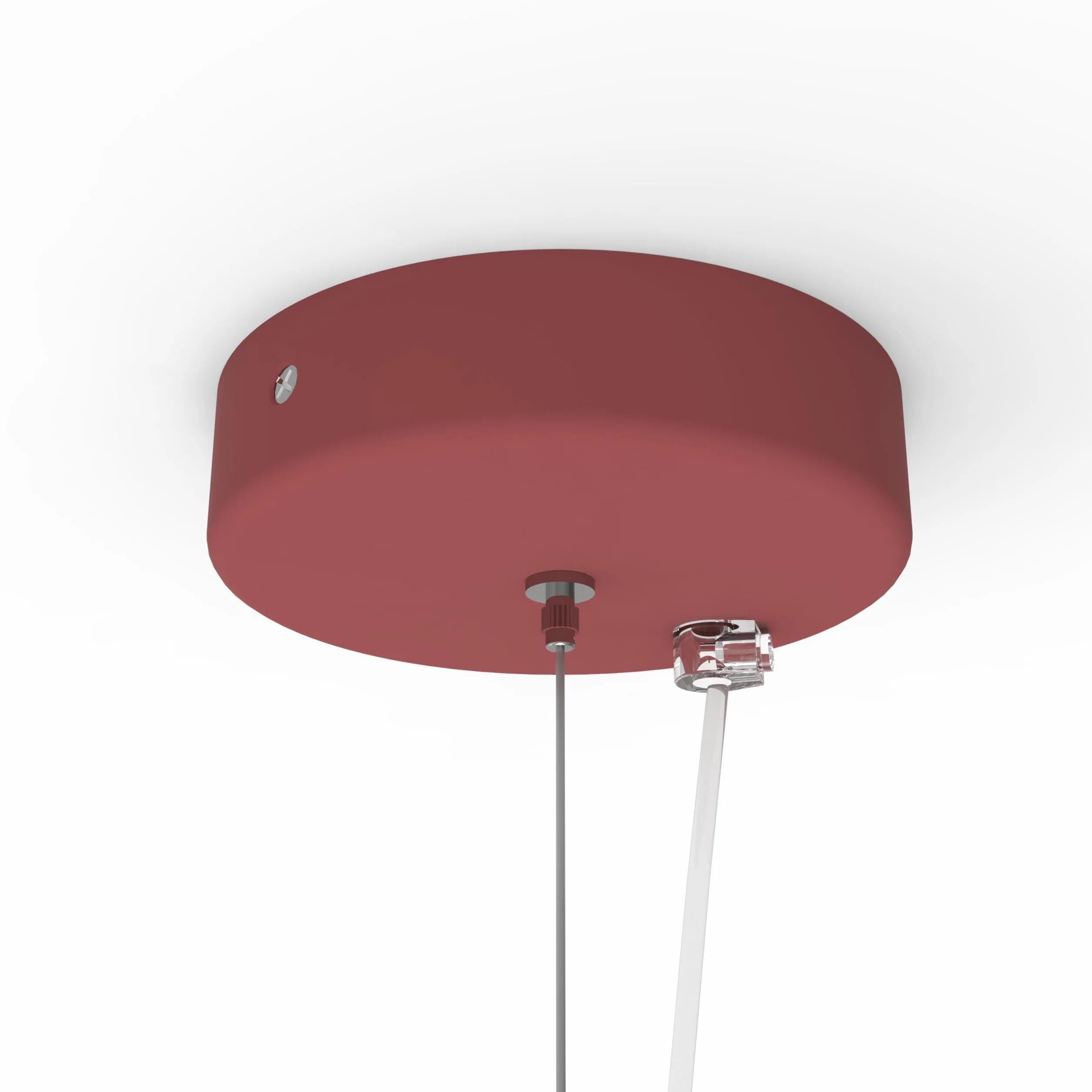 L+, Lustre suspendu, en métal, forme demi-sphère, diamètre 60cm, 1x E27, couleur rouge RAL 19-1533 TCX (rouge Cowhide, 60 cm)