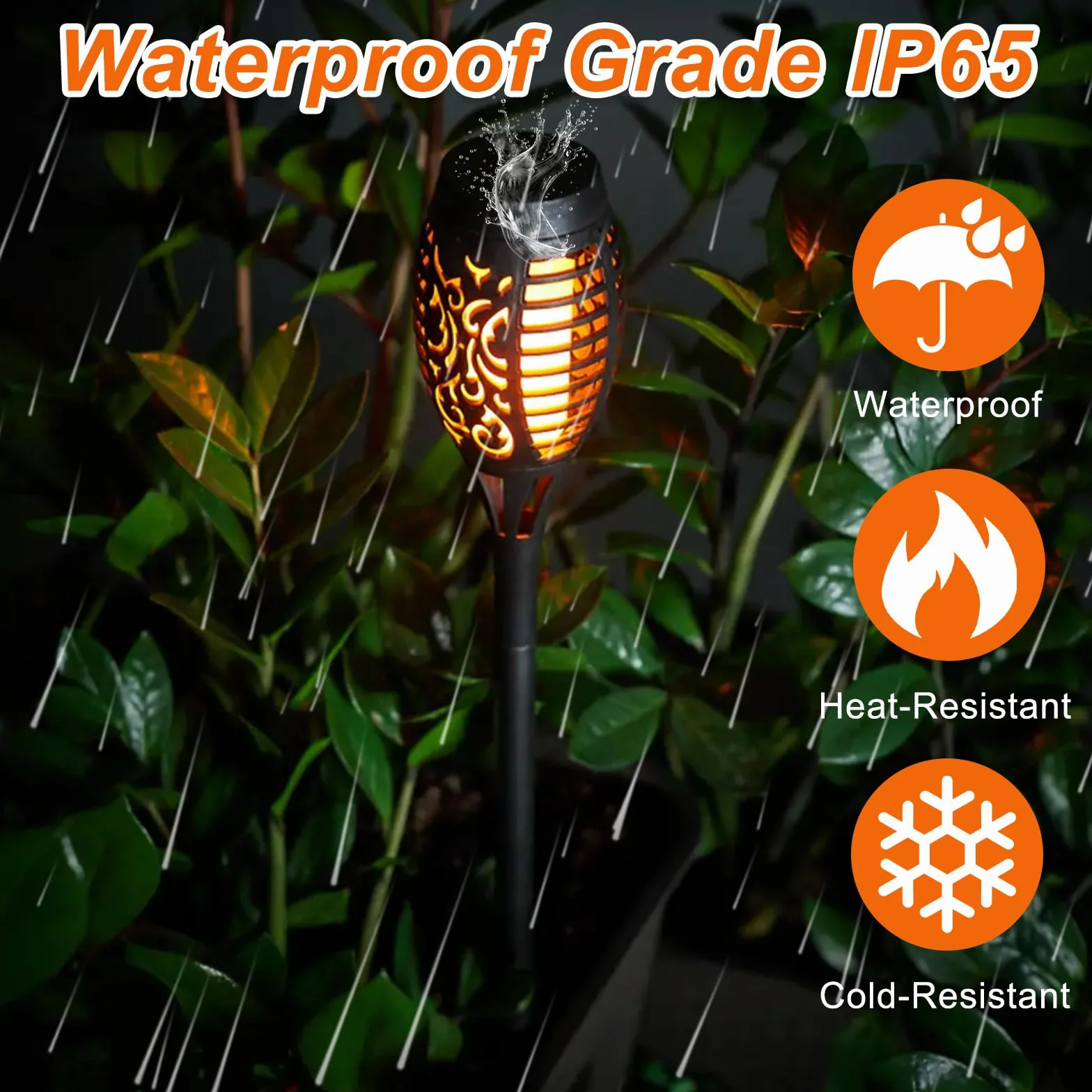 WinGluge Lot de 8 lampes solaires extérieur IP65 12 LED effet flamme réaliste