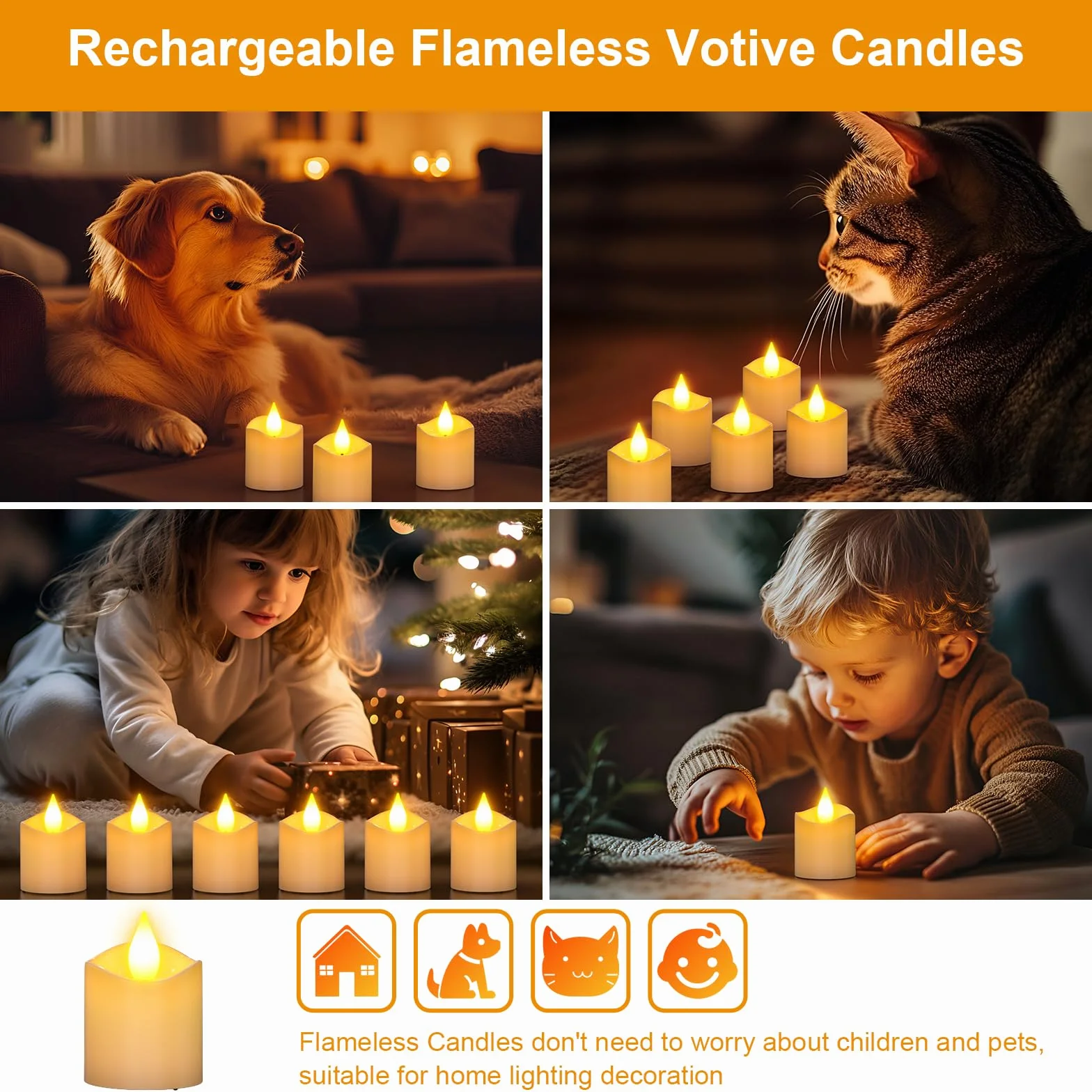 Bougies rechargeables avec télécommande lot de 6 LED sans flamme effet vacillant base de charge